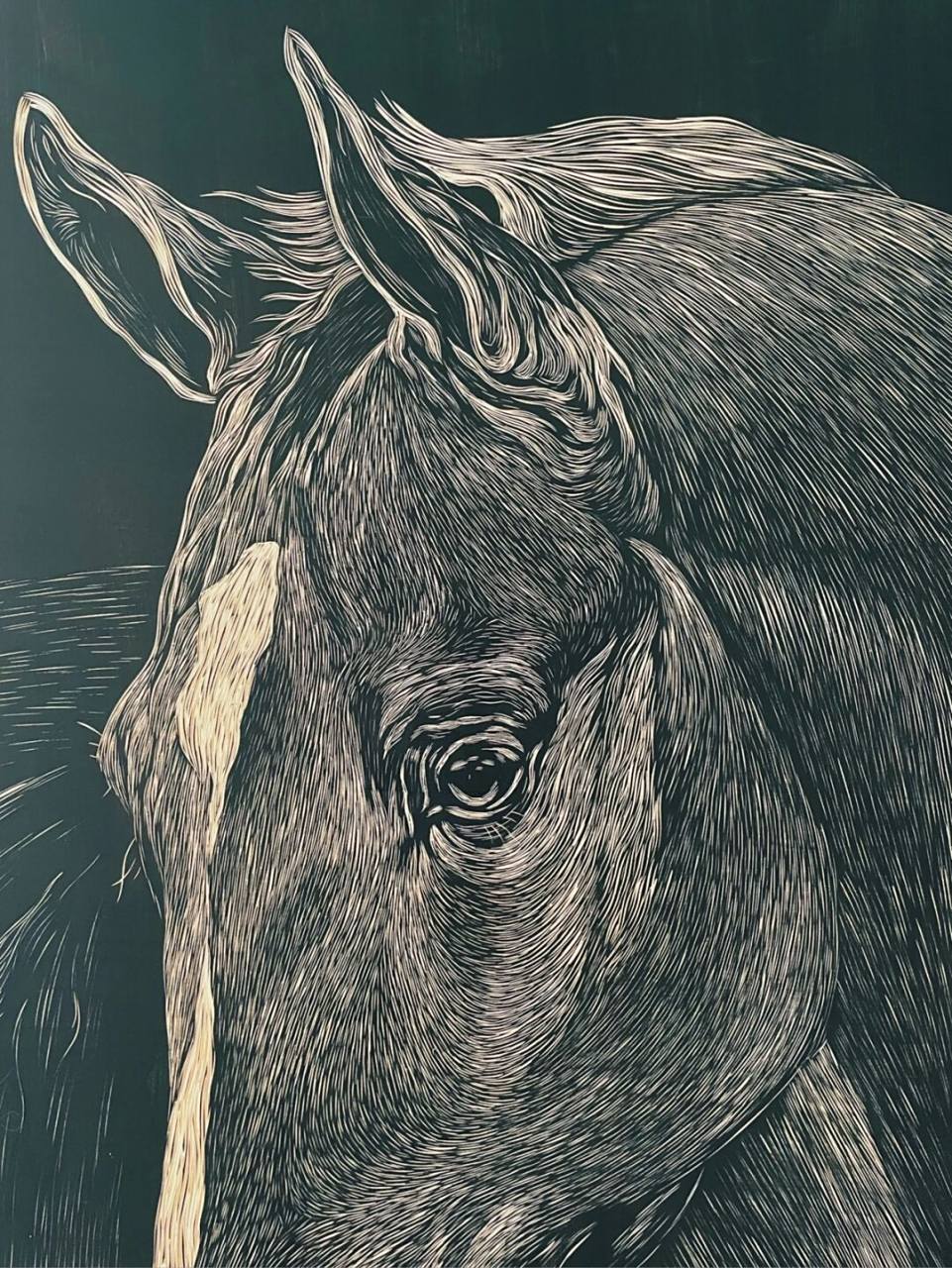 手工雕刻黑白木刻版画·马