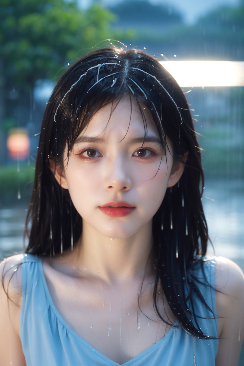 下雨天,淋雨,现代,美女 #ai美女