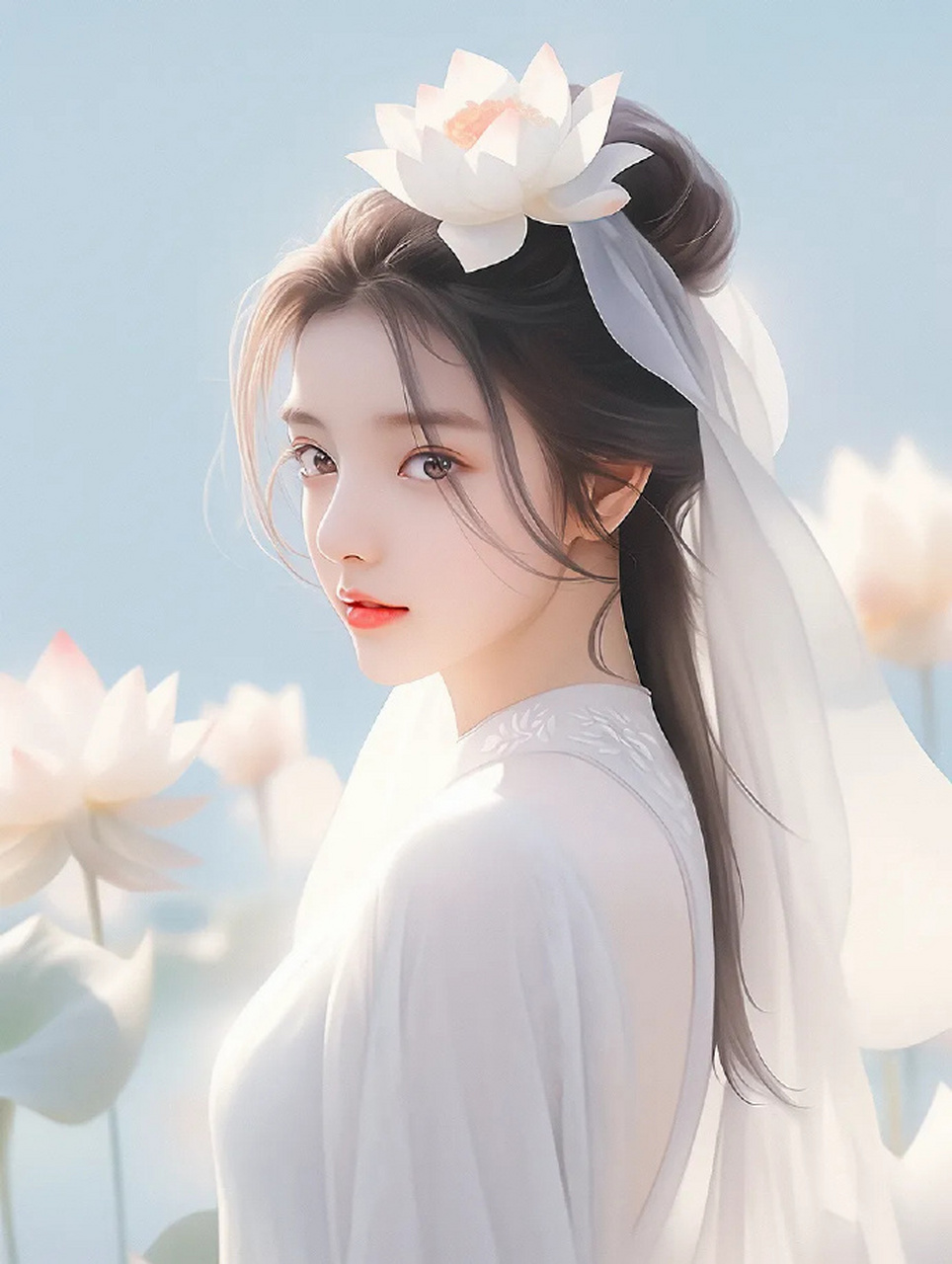 清冷色系白衣仙子头像 676767 #古风插画