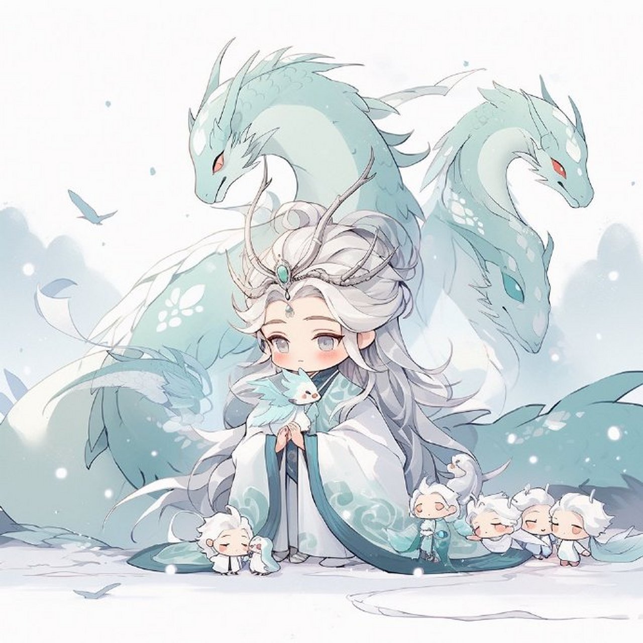 相柳—九头蛇妖带娃 ​​​