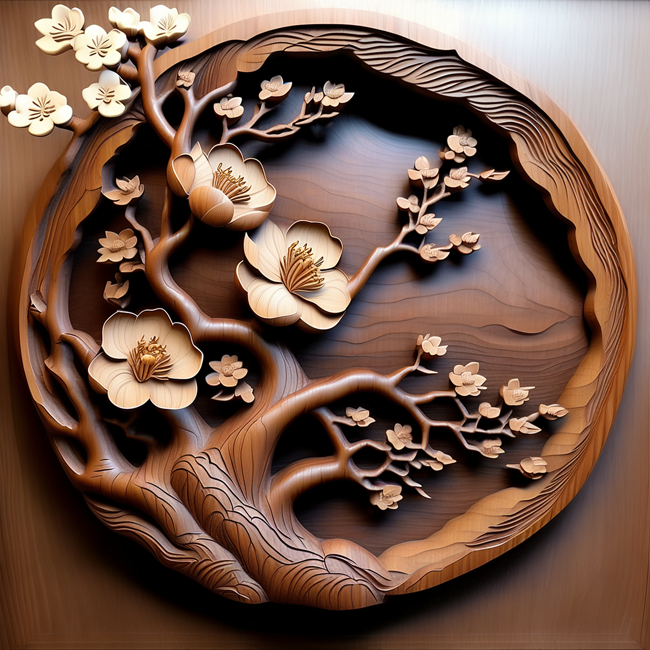 动态30天打卡挑战# ai画作:梅花木雕 #文心一格ai绘画