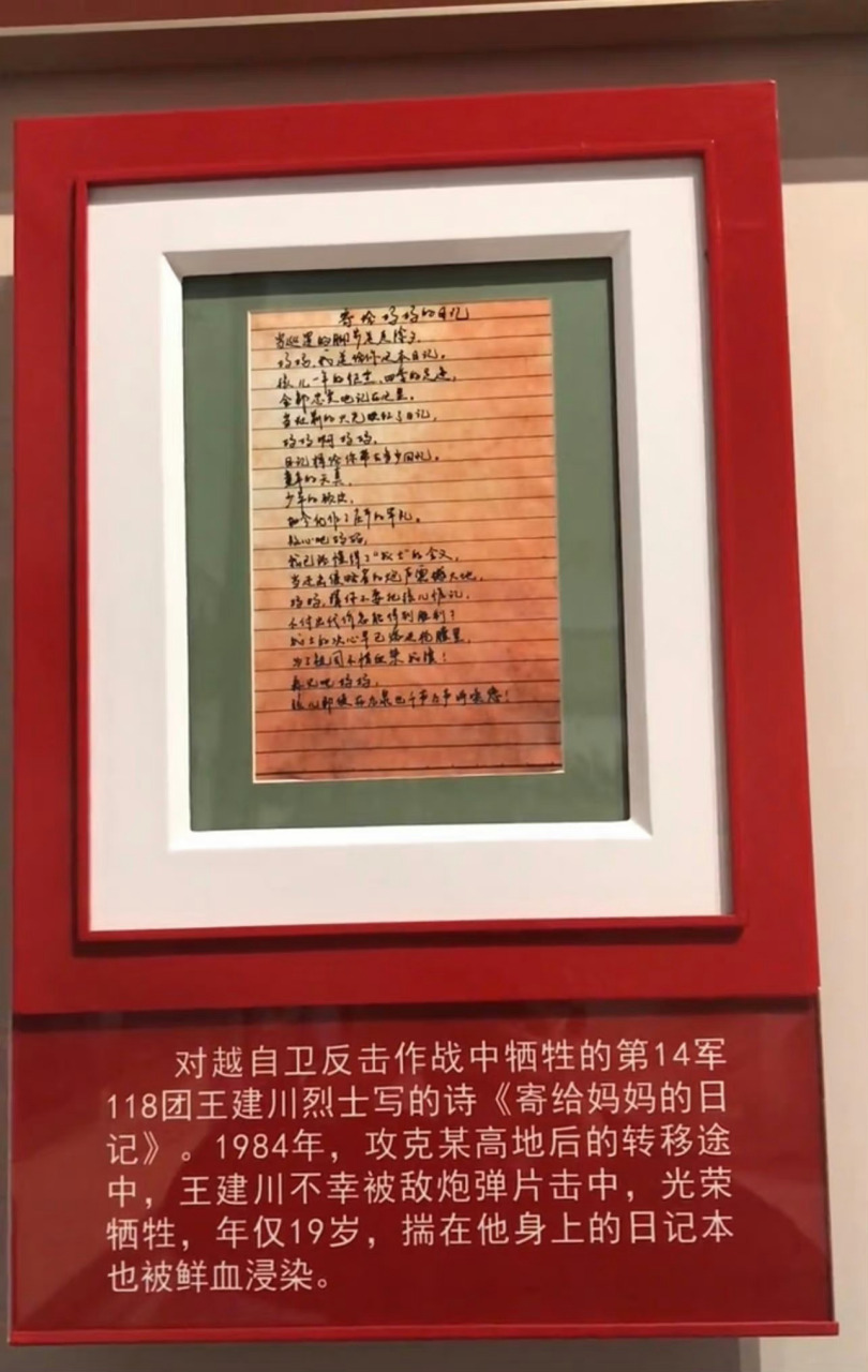 19岁烈士王建川写的诗《寄给妈妈的日记》