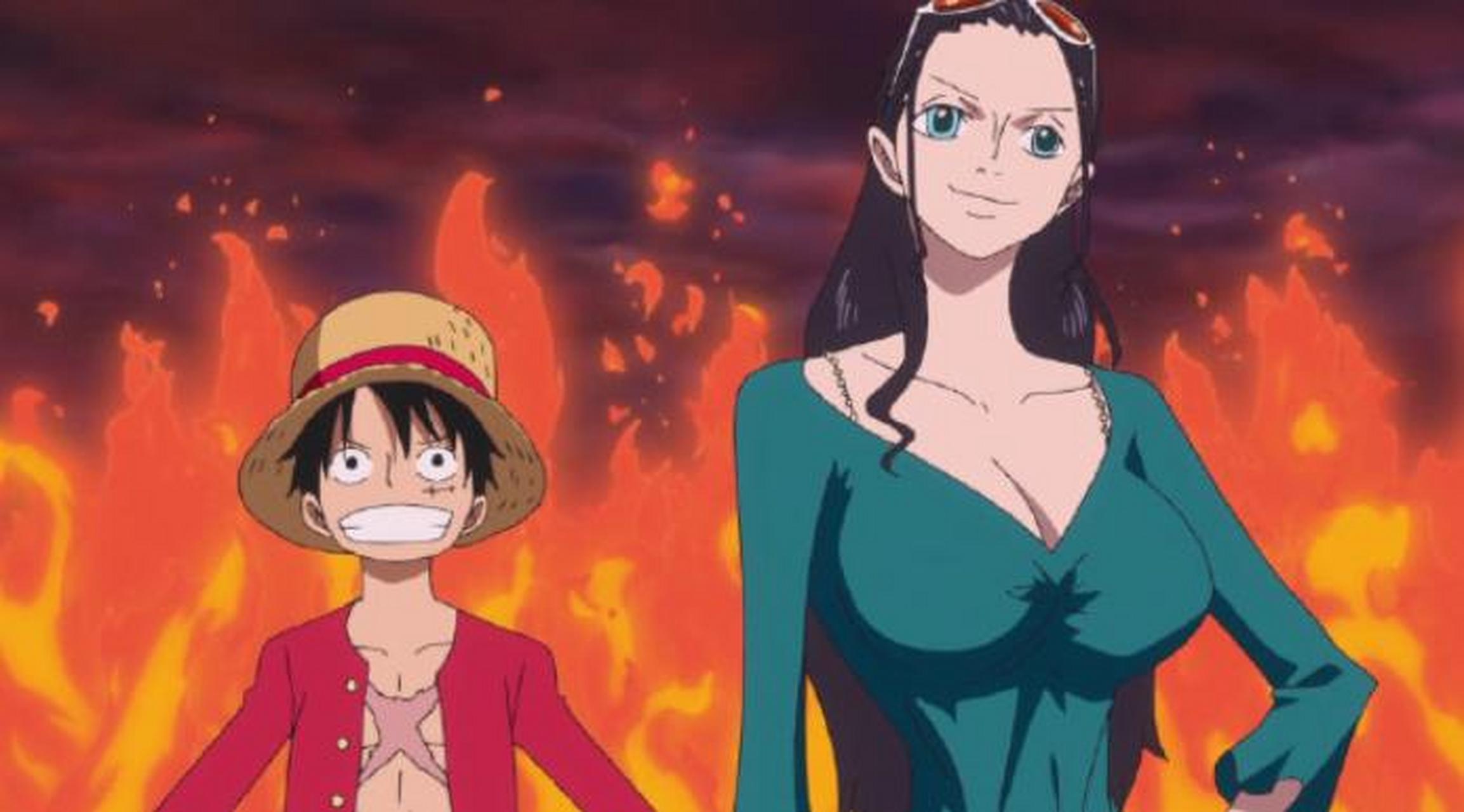 海贼王# 路飞和罗宾真的是最萌身高差,太有爱了.