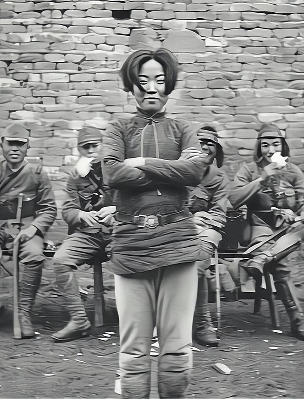 1938年,抗日女英雄陈本华被日军处决前拍下的一张照片.