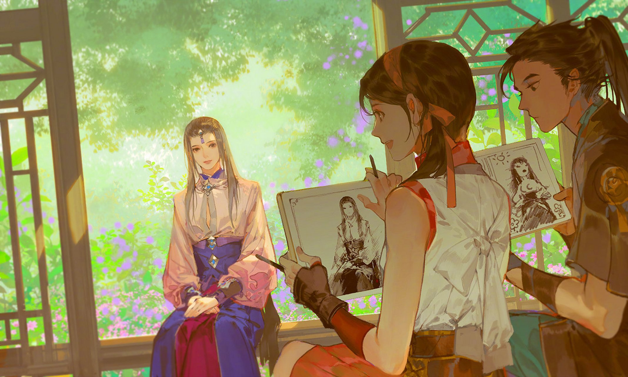 古风插画壁纸,画师伊吹鸡腿子,我简直不敢想象世界上能有人这么会画