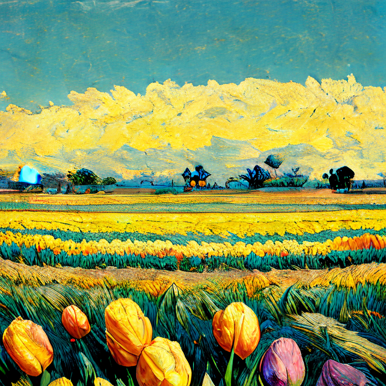 梵高# 樱花,郁金香,雪和日出