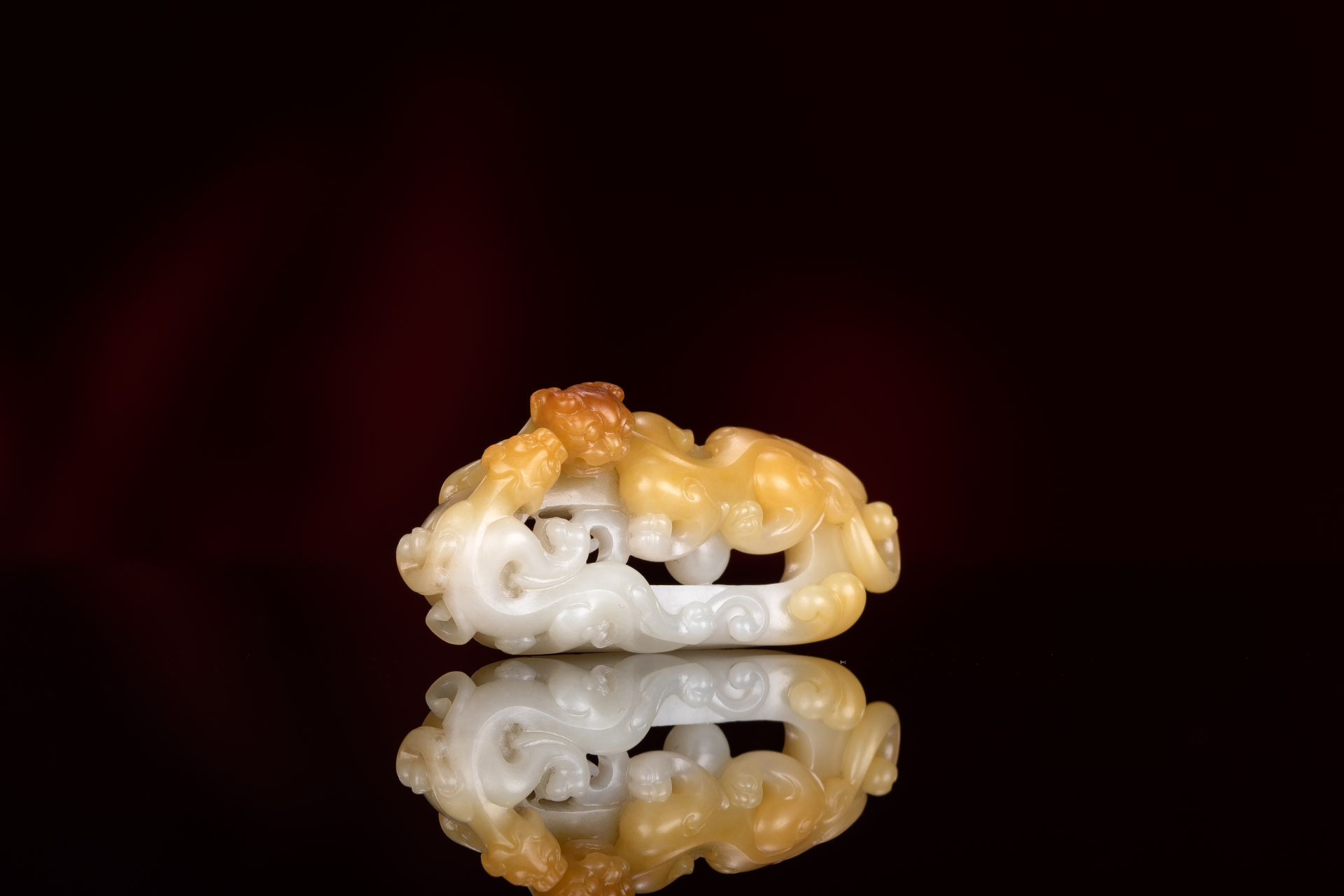 【精品级仿古玉雕】新疆和田玉籽料 黄沁螭龙玉牌 挂件 苏工黄沁镂空