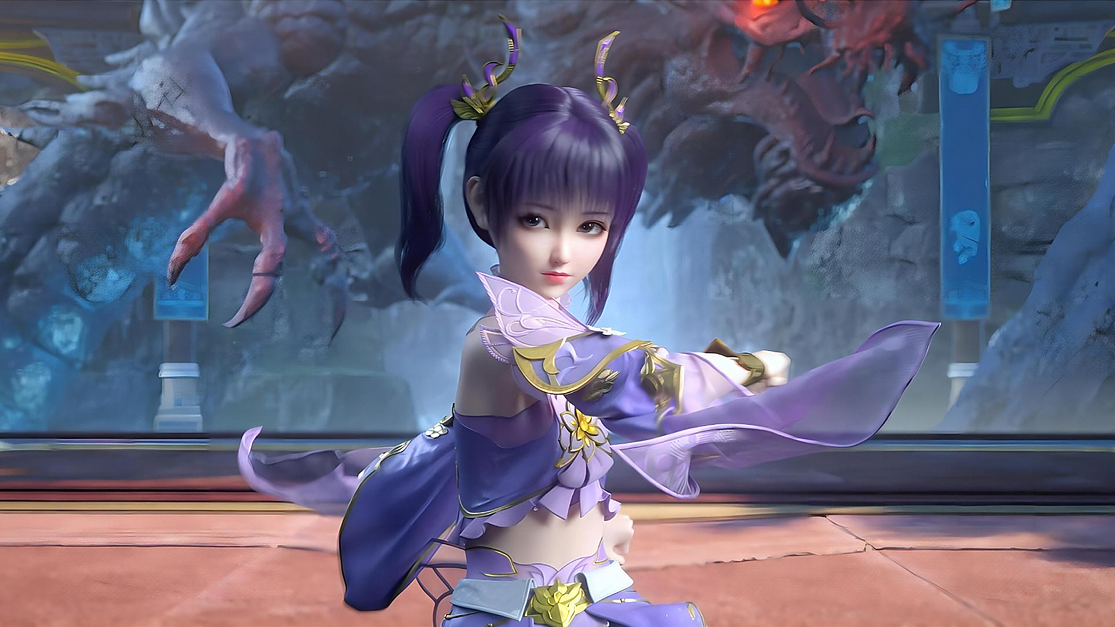 在决战云岚之战后,紫妍与美杜莎一同搜刮魔兽山脉,服下诸多药材的紫妍