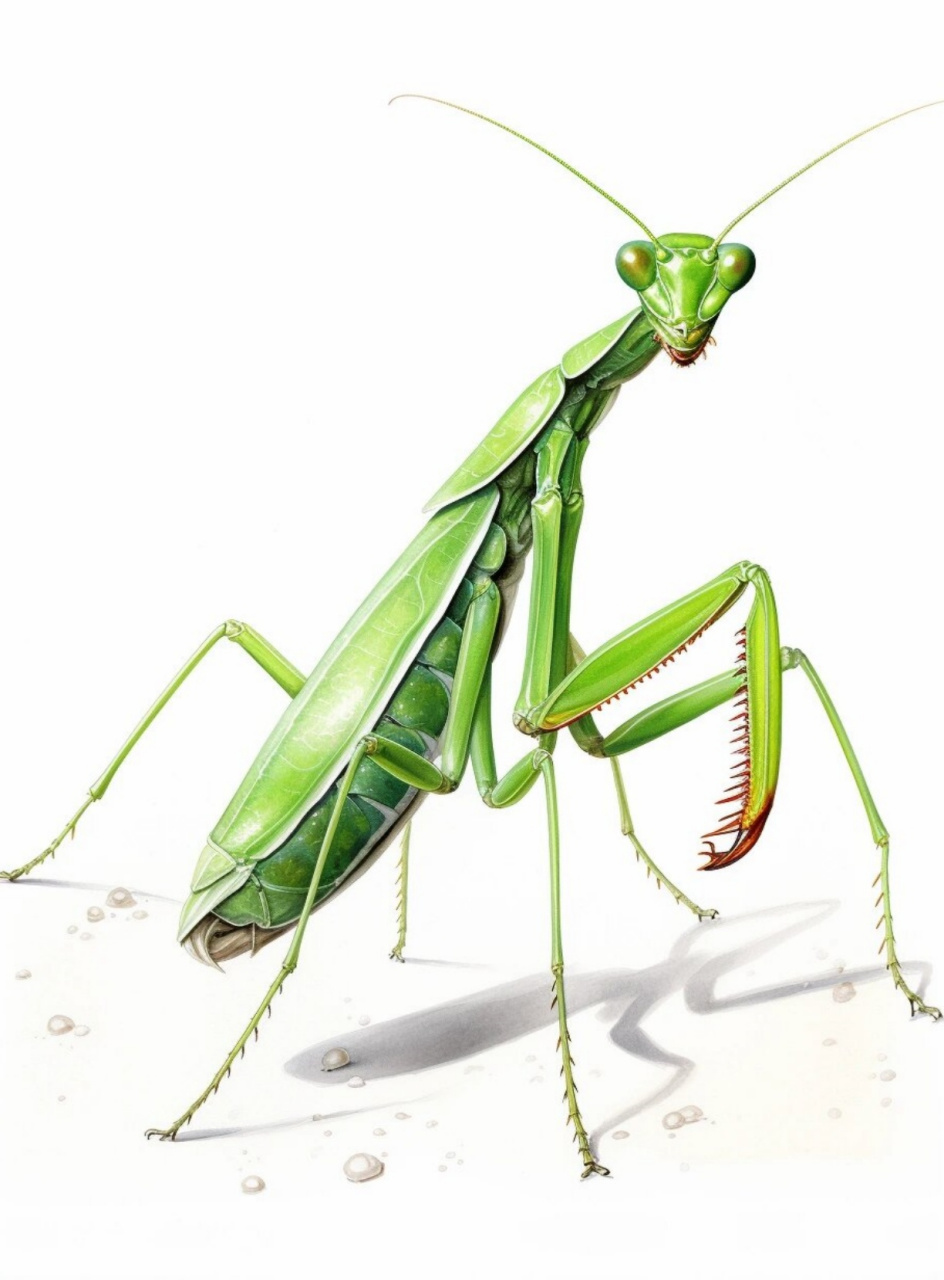 美术绘画素材//螳螂(钢笔淡彩)  昆虫,这些微小而神秘的生物,是自然界