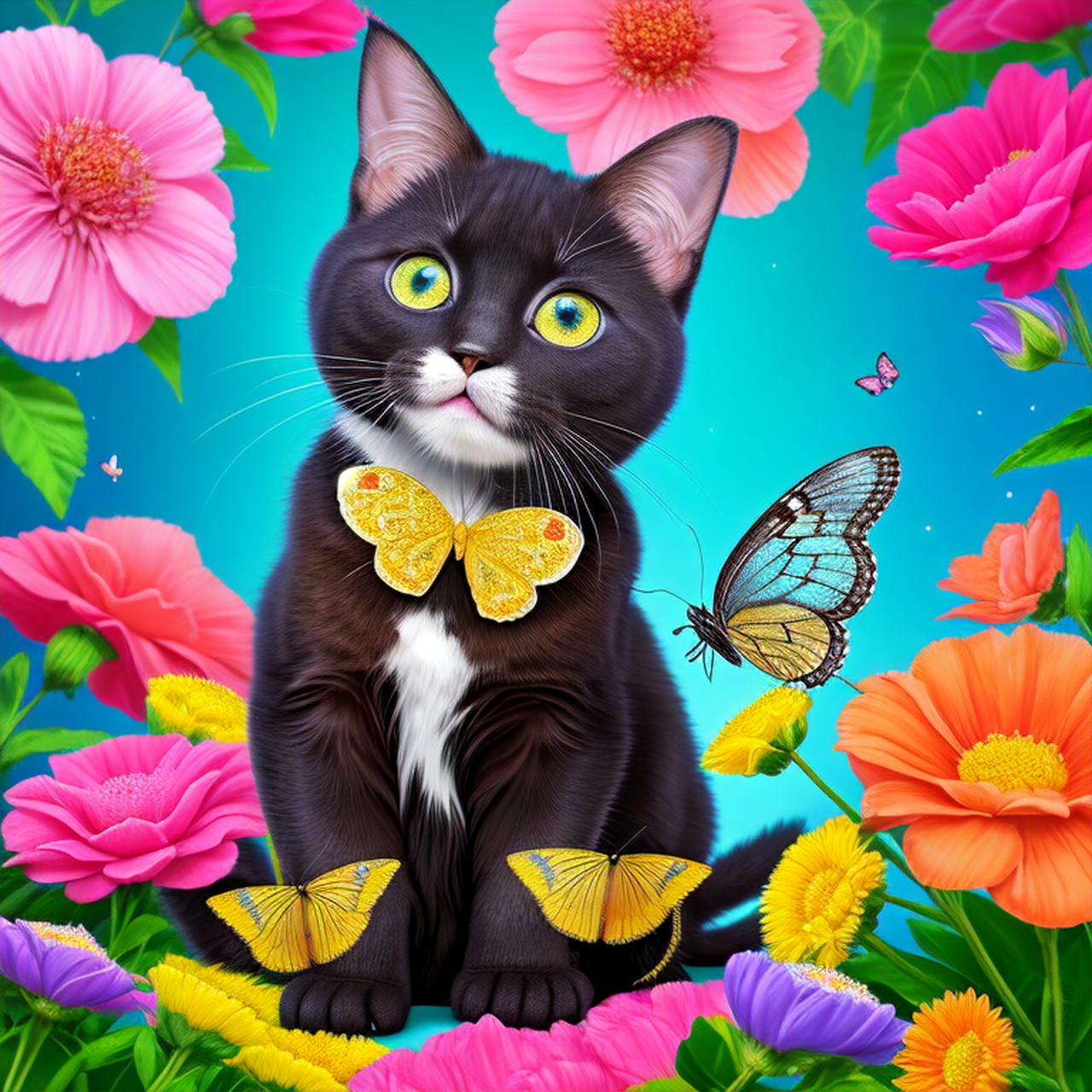 一组由ai完成的可爱猫咪绘画作品#插画# #ai