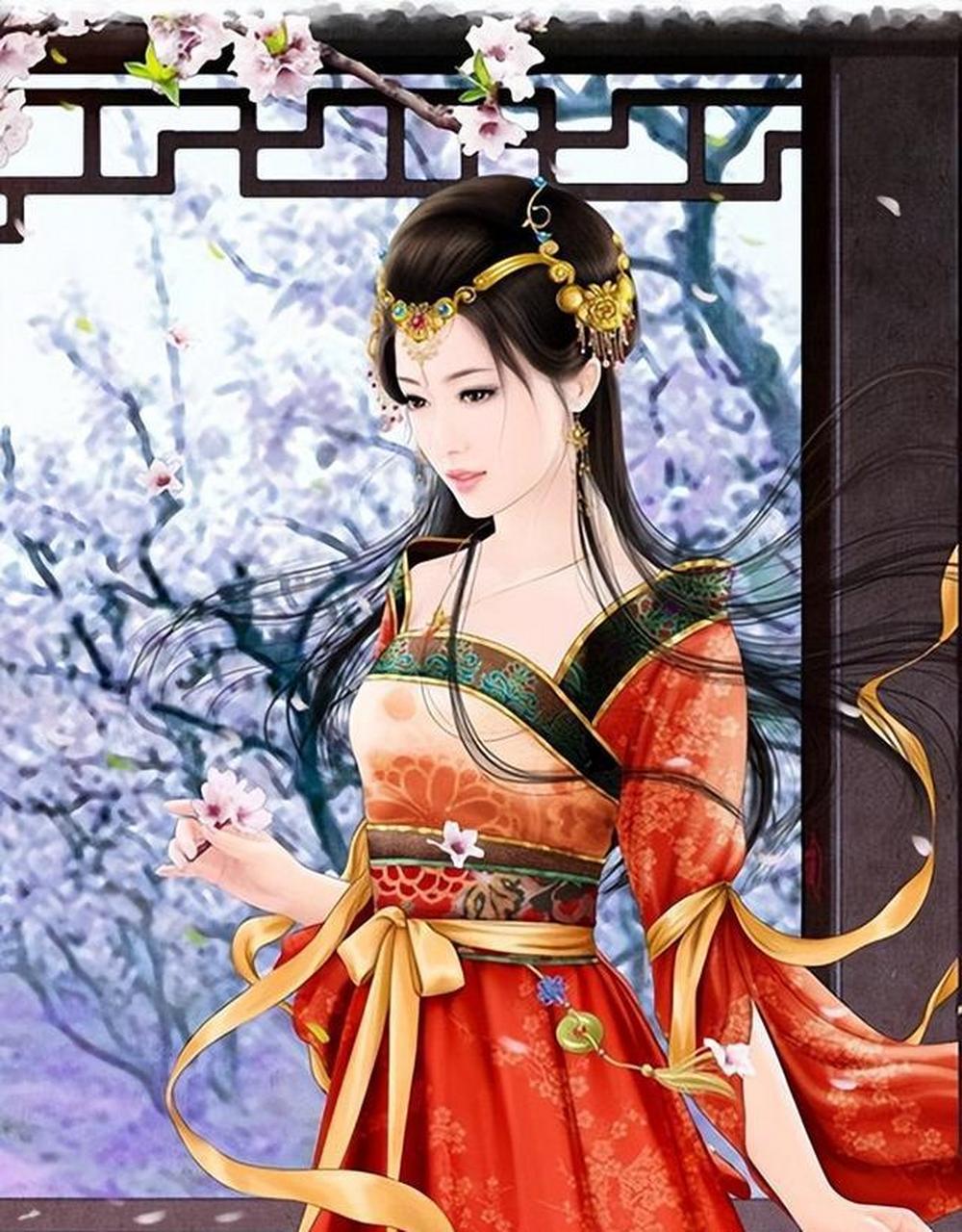 手绘古装美女唯美图片