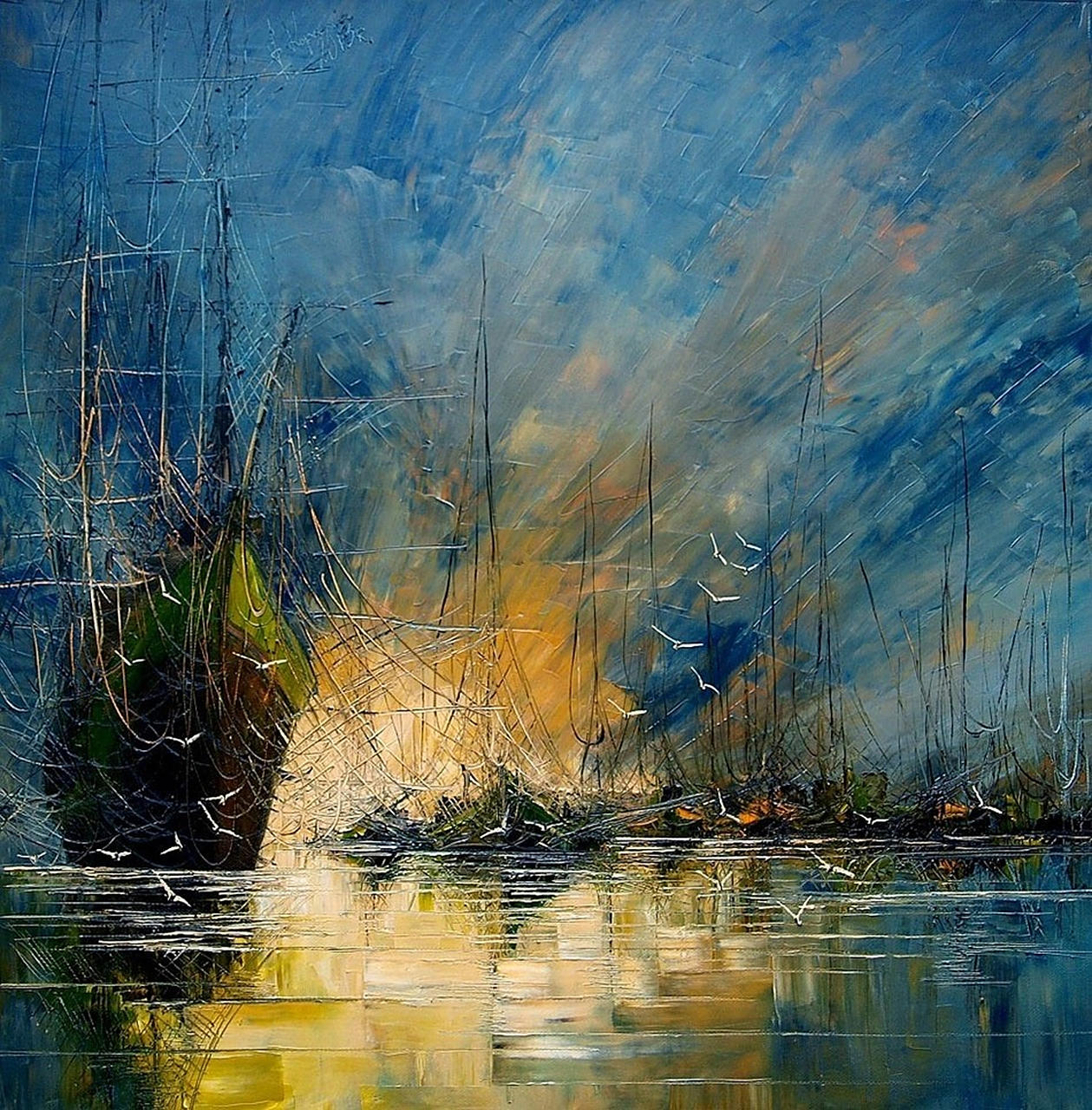 爱分享-忧郁的海景,厚涂油画  波兰画家 justyna kopania 的油画作品