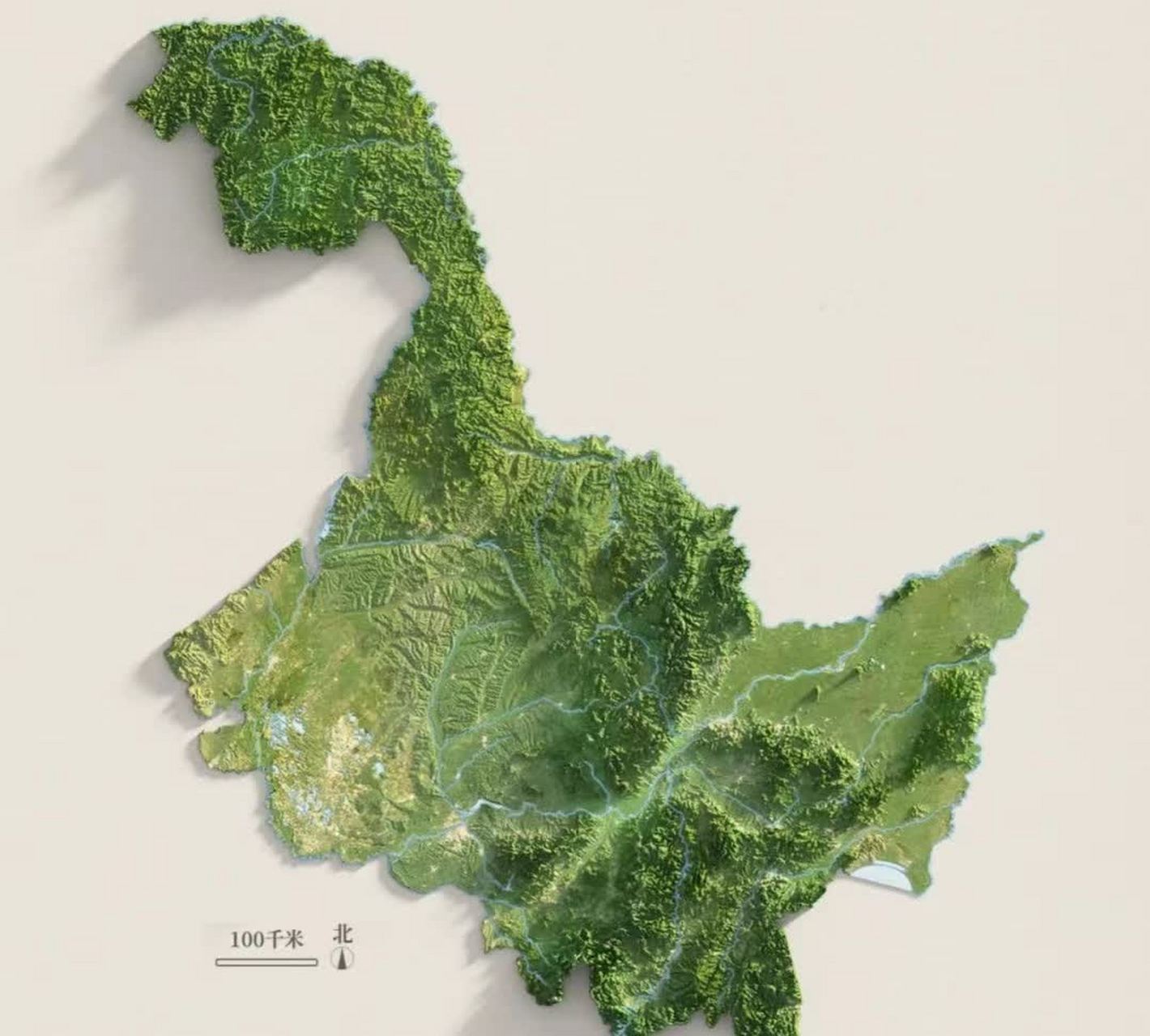 黑龙江省三维地形图