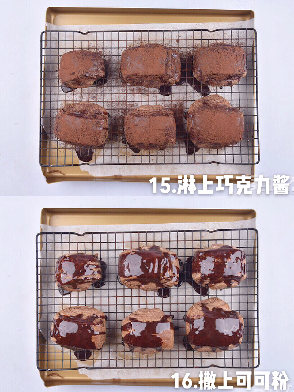 浓浓的巧克力夹心,甜美的巧克力淋面,配以微苦的可可粉.