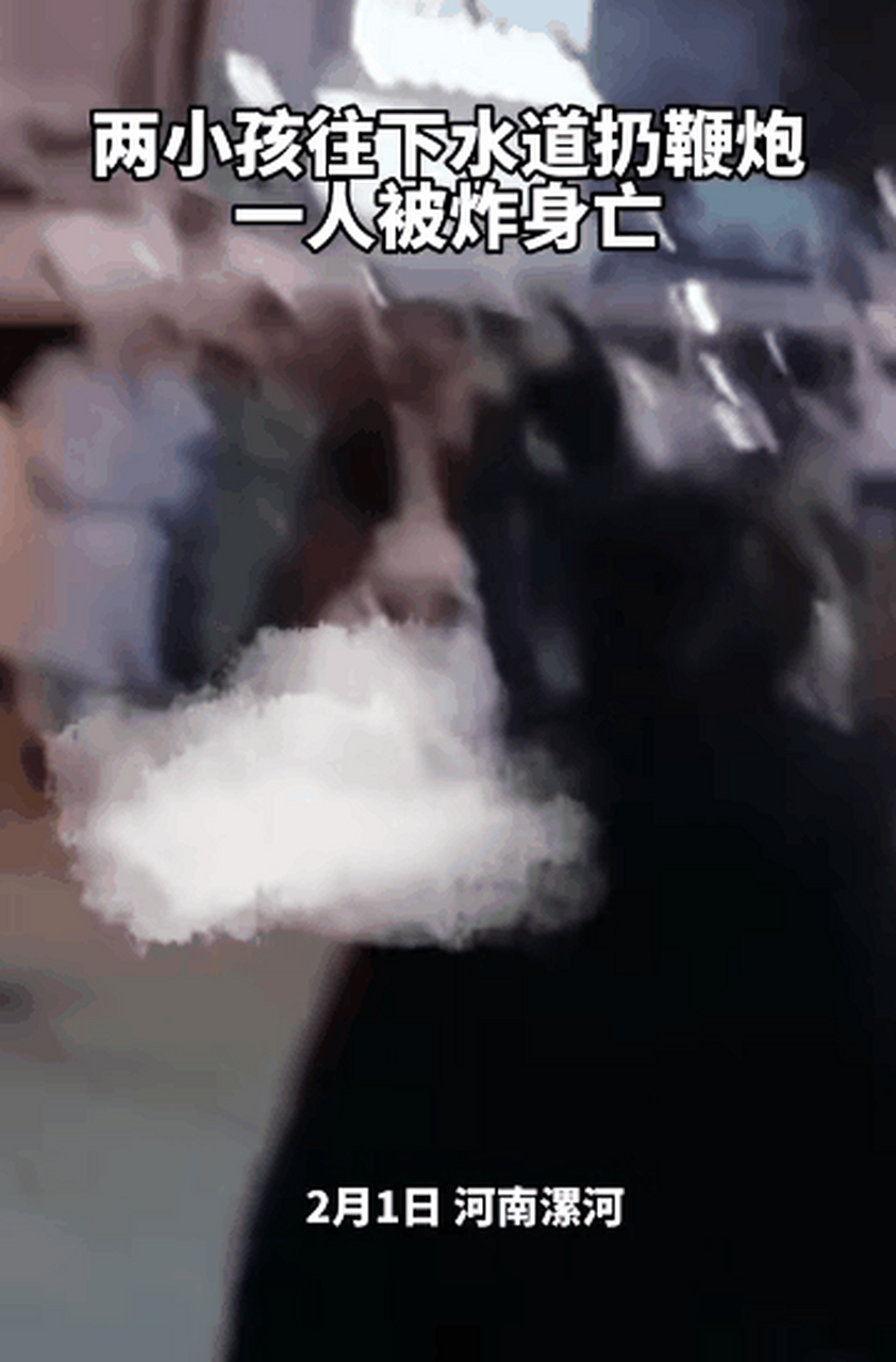 熊孩子往下水道扔鞭炮