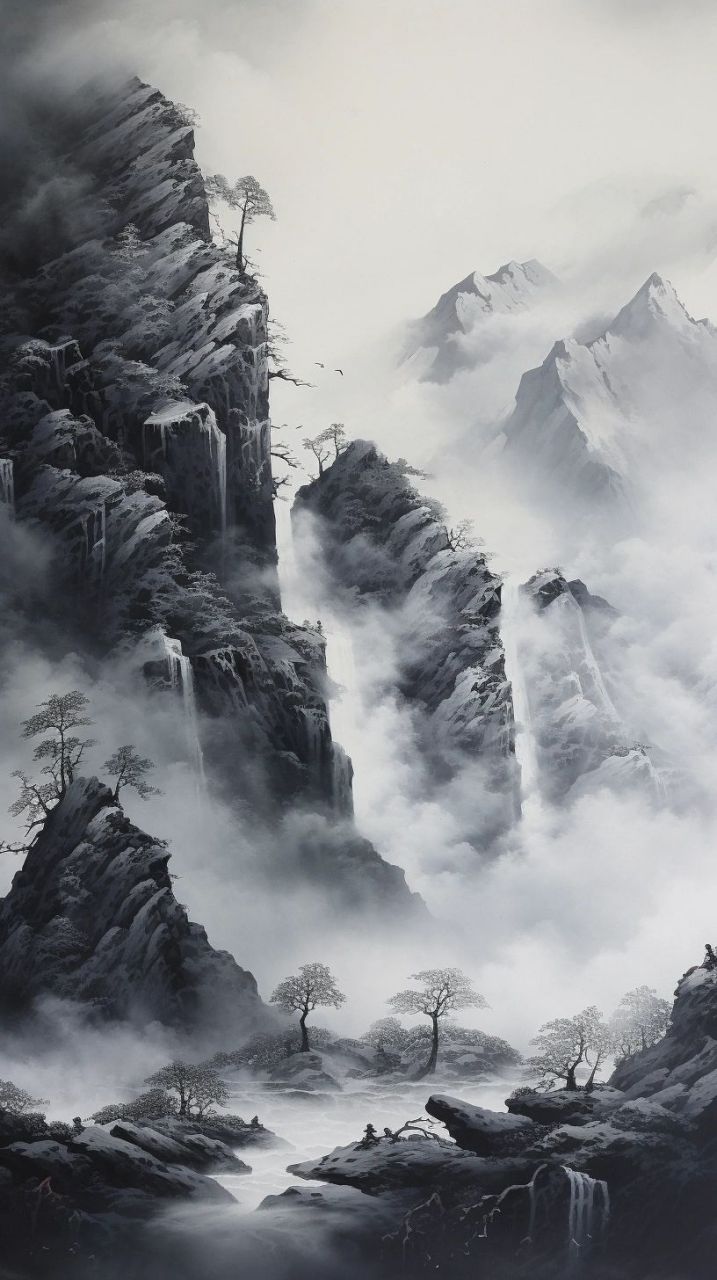 国风水墨画壁纸 国画,水墨山水以其独特的构图和艺术技巧而广受称赞.