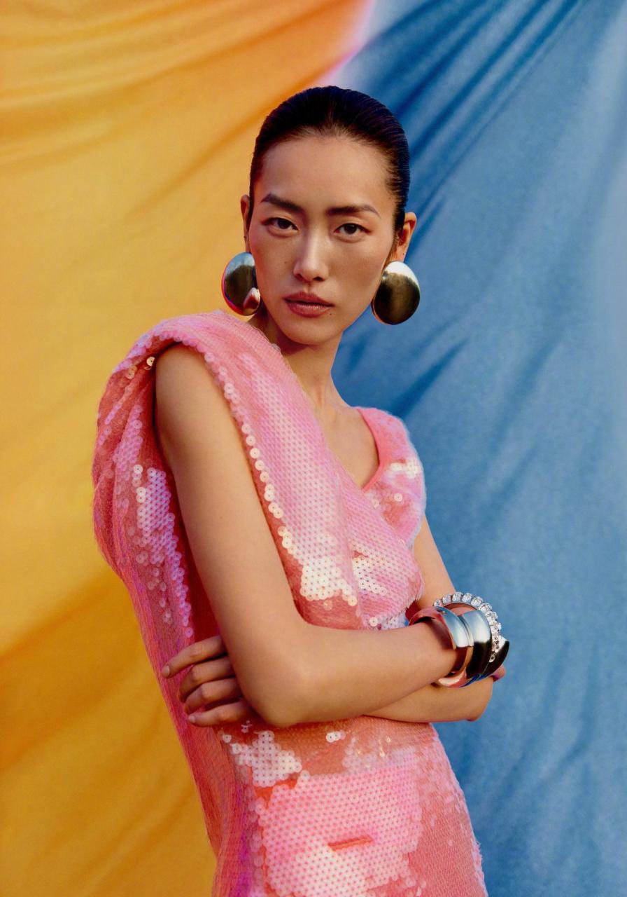 刘雯vogue12月号封面大片,丰富的色调,红发,翅膀异性长裙,大表姐时尚