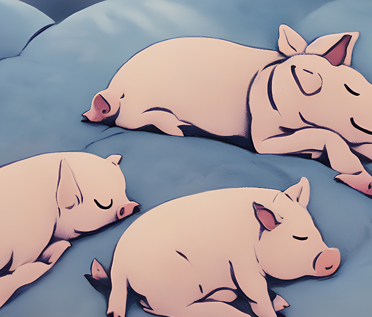 三头小猪侧躺在猪圈中酣睡.突然,一头小猪刨动四蹄,速度越来越快.