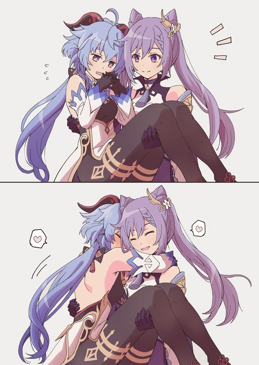 进可攻,退可守 甘雨抱刻晴 刻晴抱甘雨