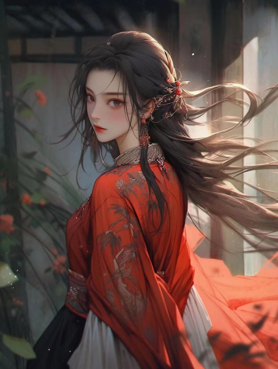 古风红衣侠客手机壁纸,有一种大侠的气息,完全不敢想象这是ai画出来的