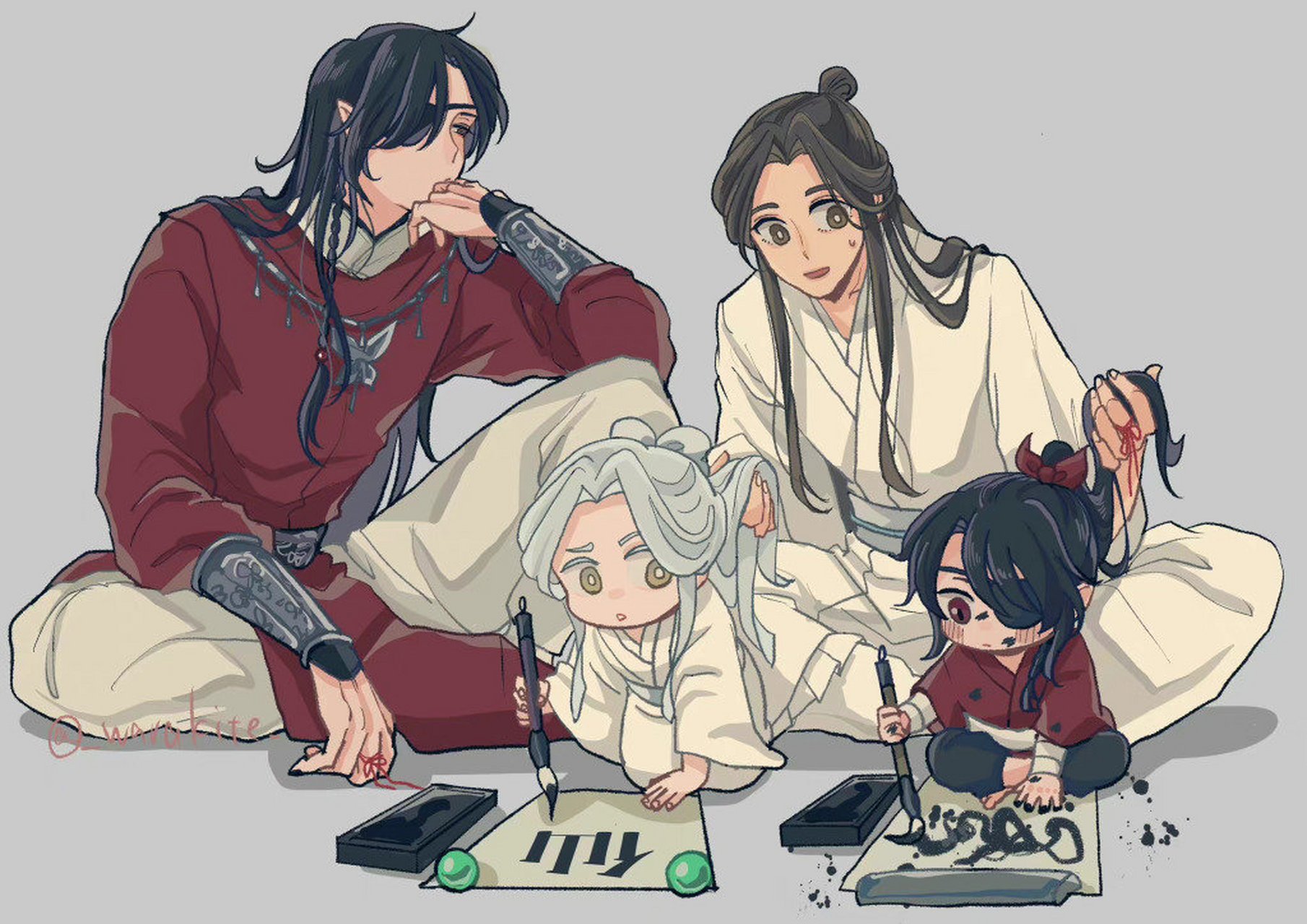 好幸福的一家四口,厄命和若邪变成小娃娃了.