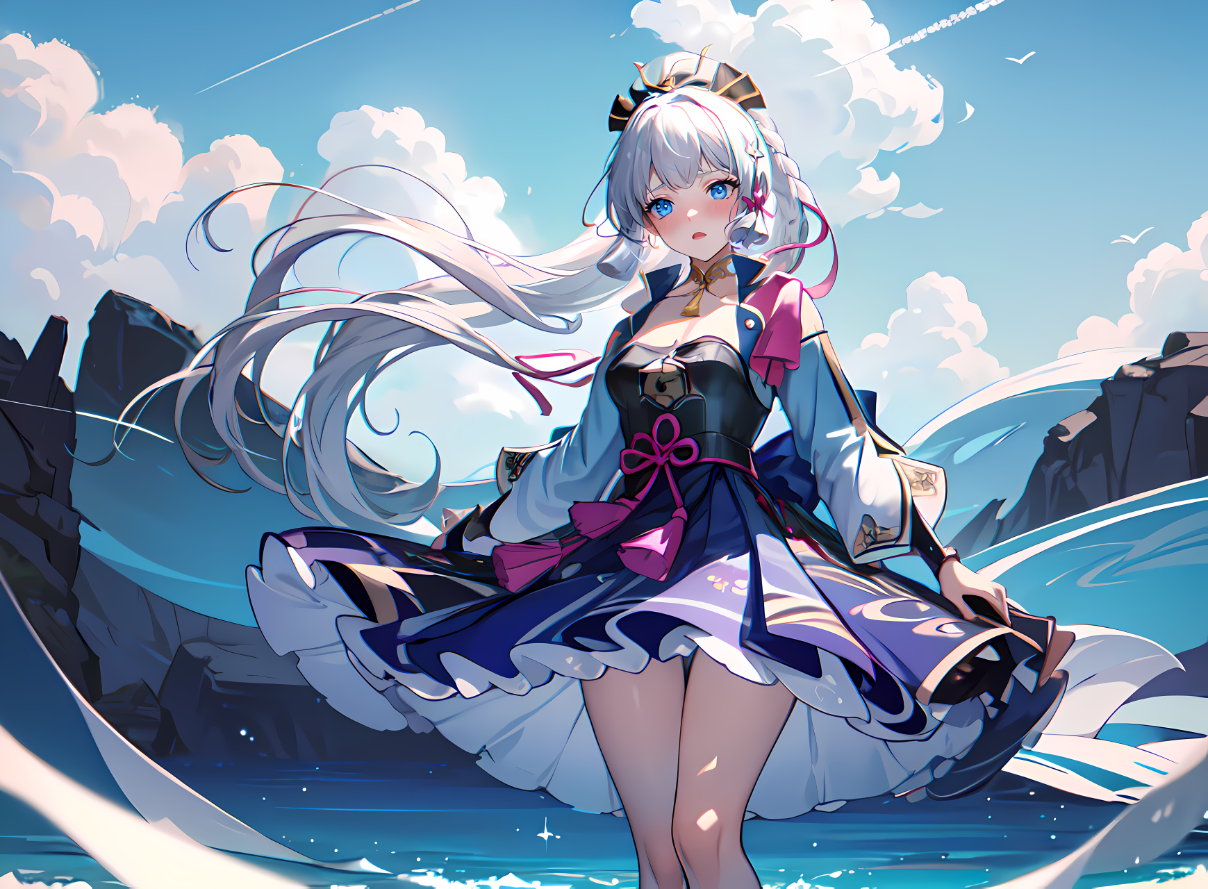 论绫华学会了御水 #秋日生活创作季# #二次元美图# #原神神里绫华