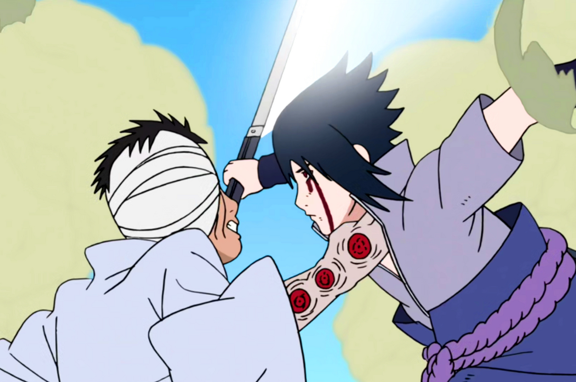 团藏在此时就对佐助下了咒印.