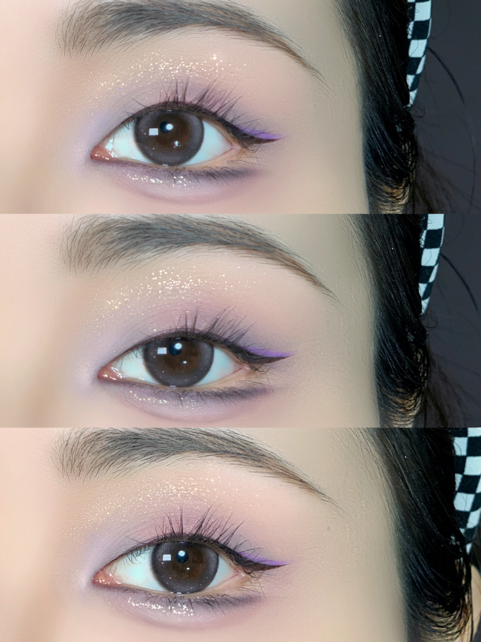 春日感粉紫配色眼妆教程 明媚氛围感 春天就要来点彩色呀～ 单眼皮