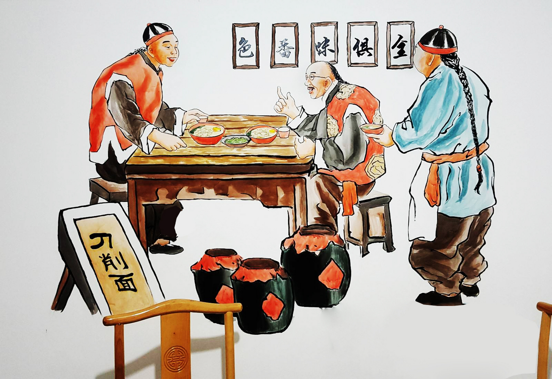 古代笑话一则:几个人坐在一张桌子上,一边吃饭,一边喝着酒.