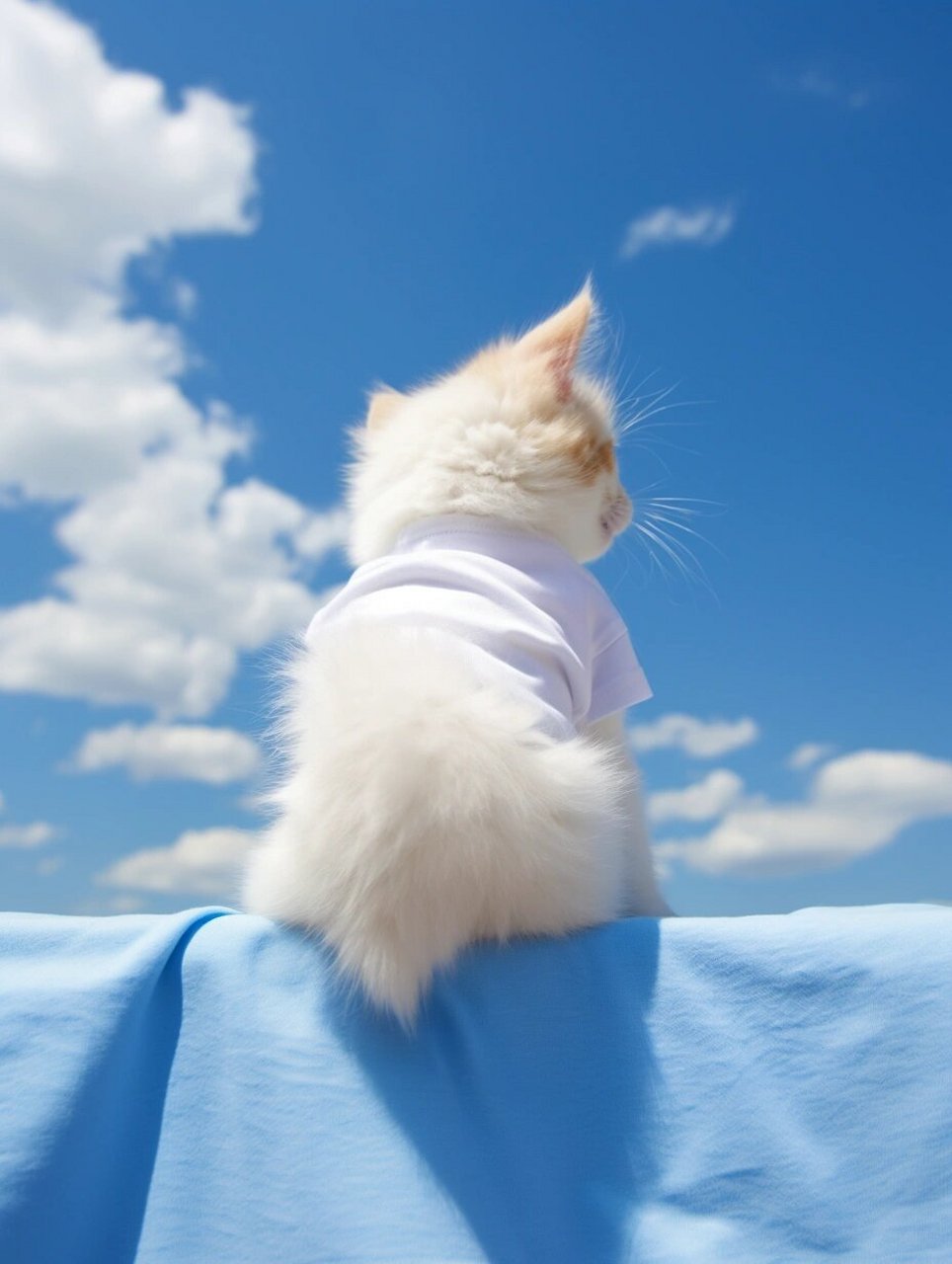 仰望天空发发呆,放松心情  在晴朗的天气里,小猫咪喜欢仰望天空,陷入