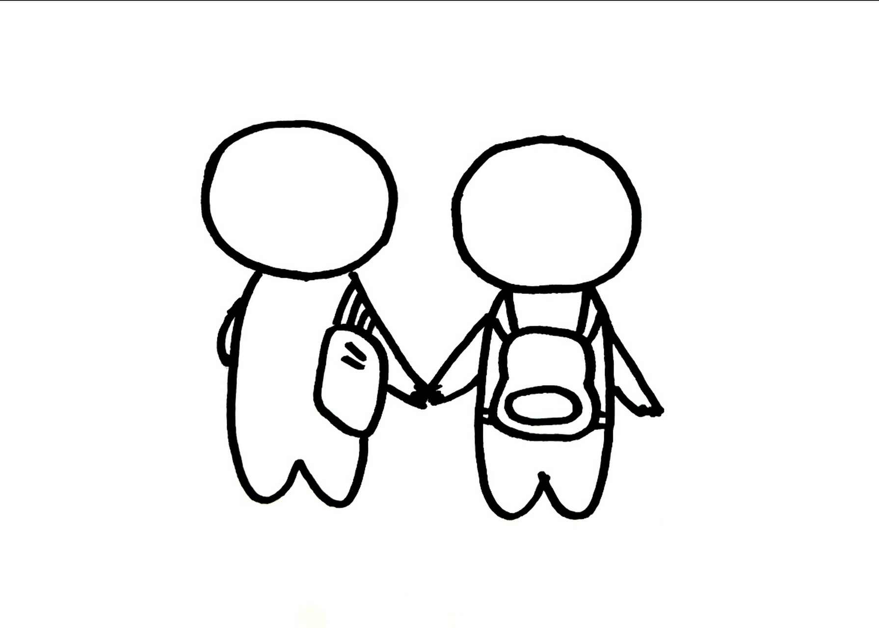 还是喜欢上学的时候,放学了偷偷见面,一起走一段回家的路 #简笔画