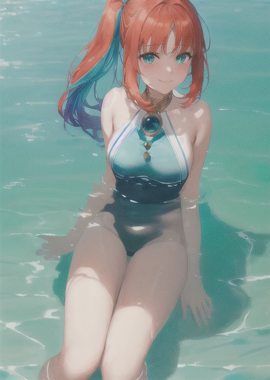 原神# #ai绘画# 浸润在水中的妮露,须弥最强水c喜欢玩水,没毛病吧