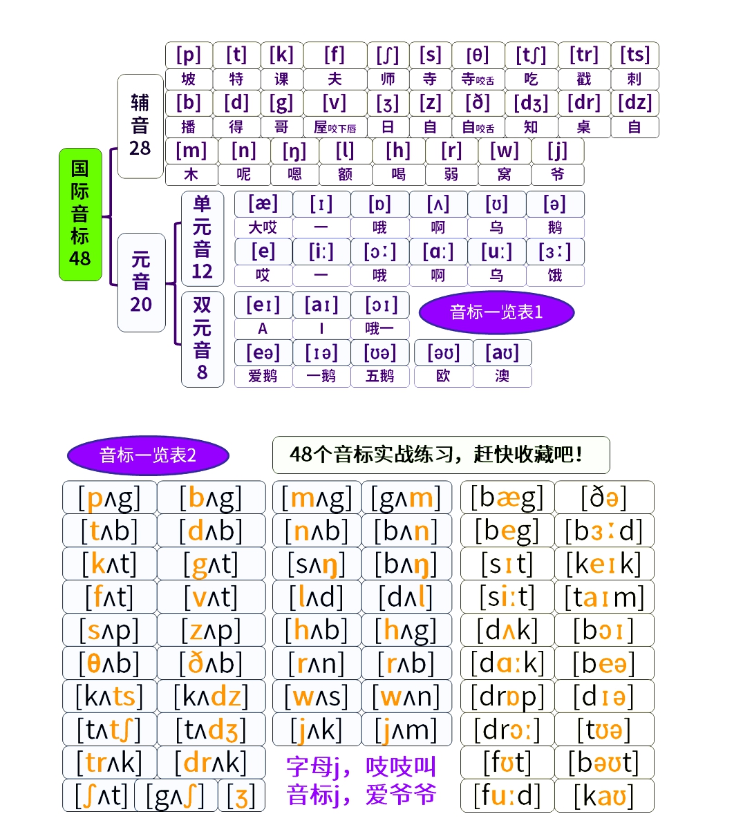 英语音标表 读法图片