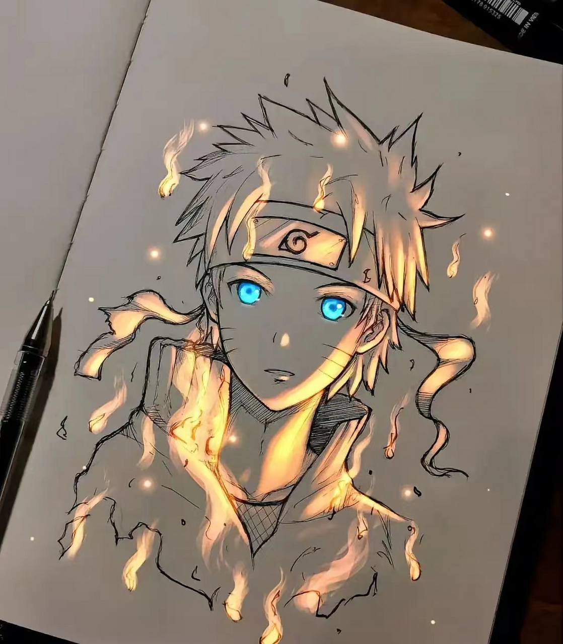 荧光笔绘制漫画,有奇效!光是可以画出来的!#动漫手绘# #火影# #漫画