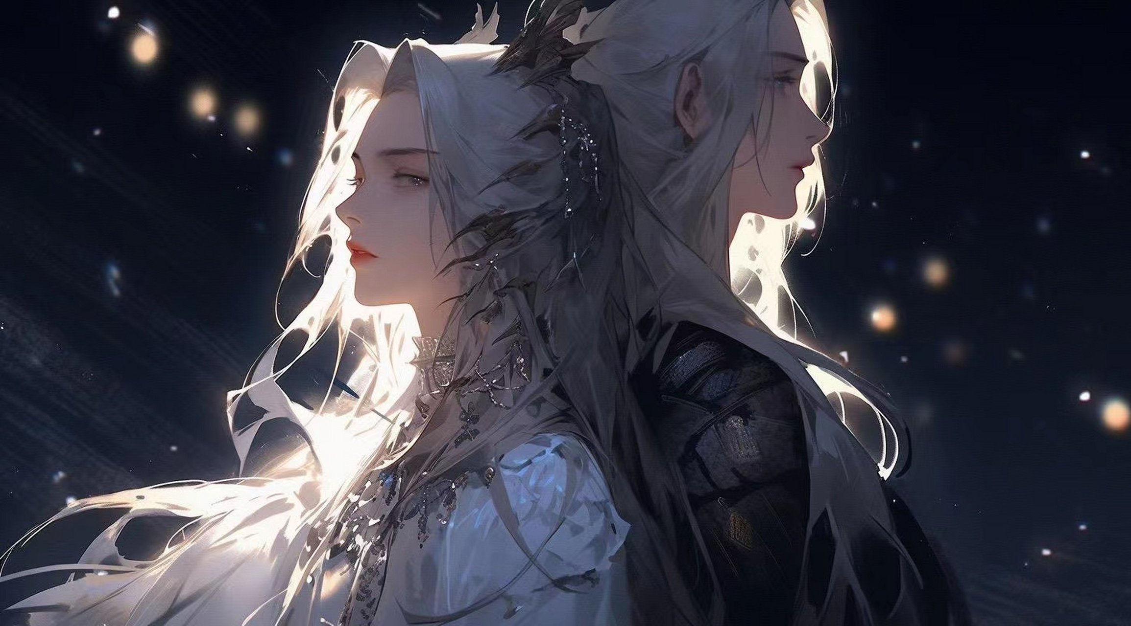 横版古风情侣壁纸:"愿我如星君如月,夜夜流光相皎洁" #古风小分队