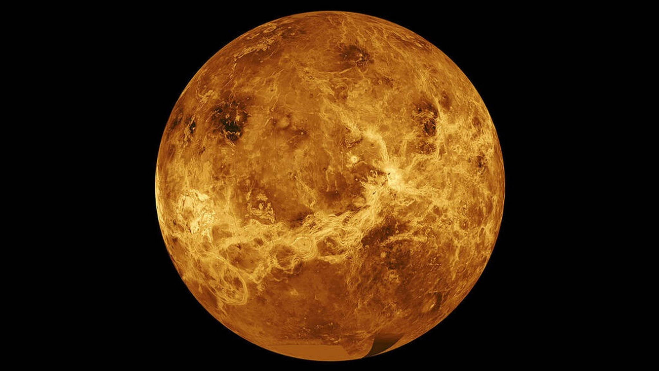 美国宇航局麦哲伦飞船和先驱金星轨道探测器的数据合成的金星照片