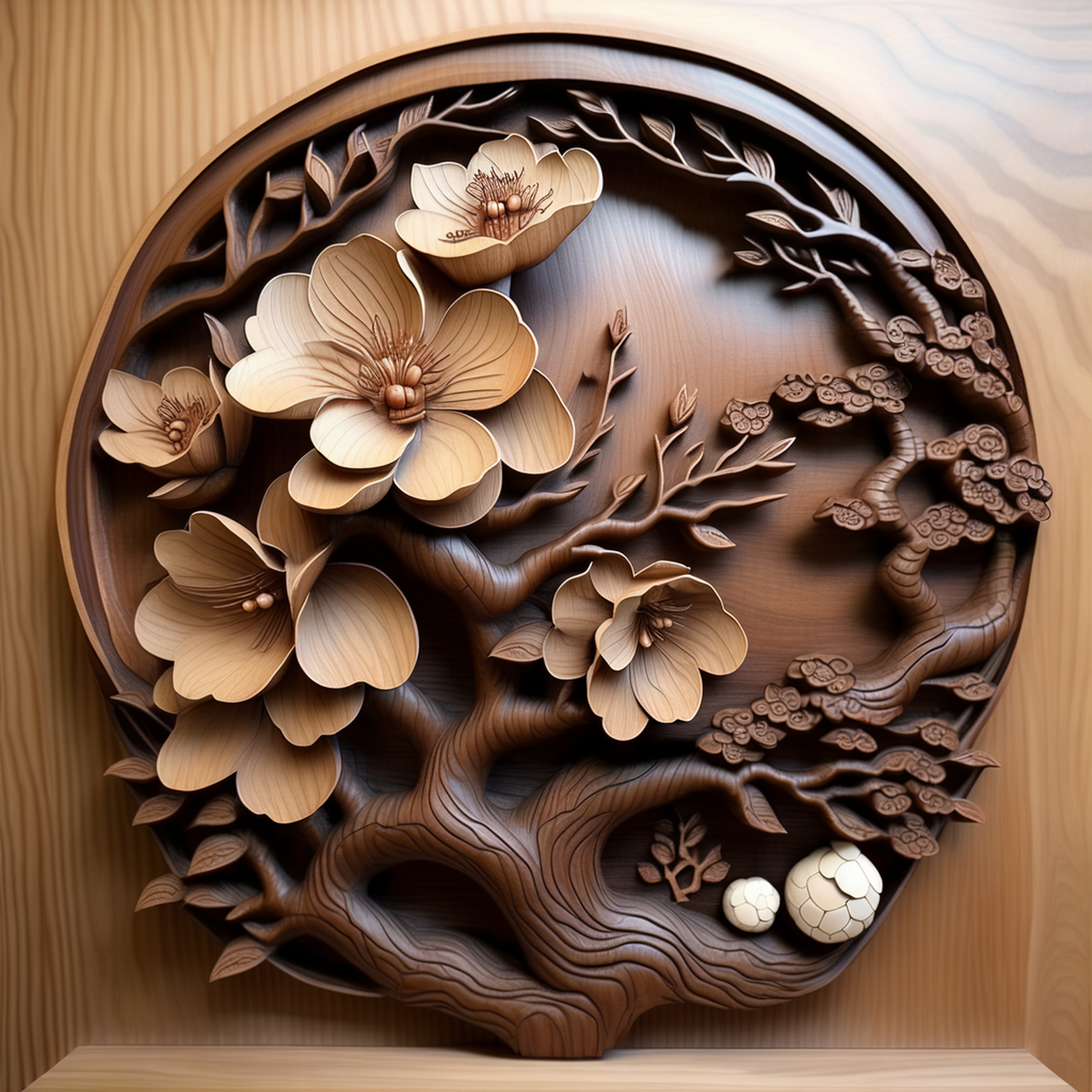 动态30天打卡挑战# ai画作:梅花木雕 #文心一格ai绘画