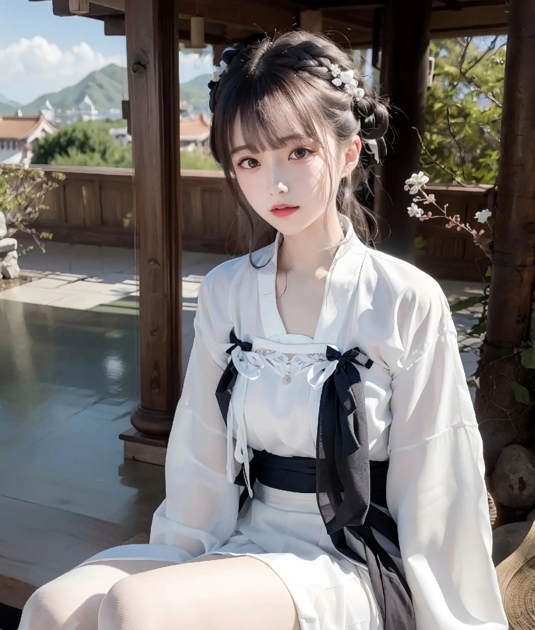 尝试用ai画真人逸仙cos2.0更好的汉服#次元ai绘画 #古风妆造 #风景