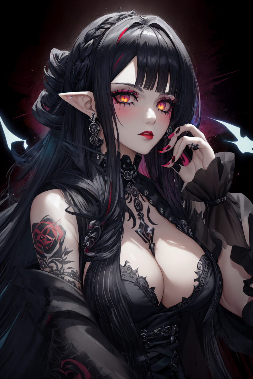 动漫壁纸##ai绘画# 暗夜精灵_哥特风少女,暗黑系ai作品,喜欢的就显刎