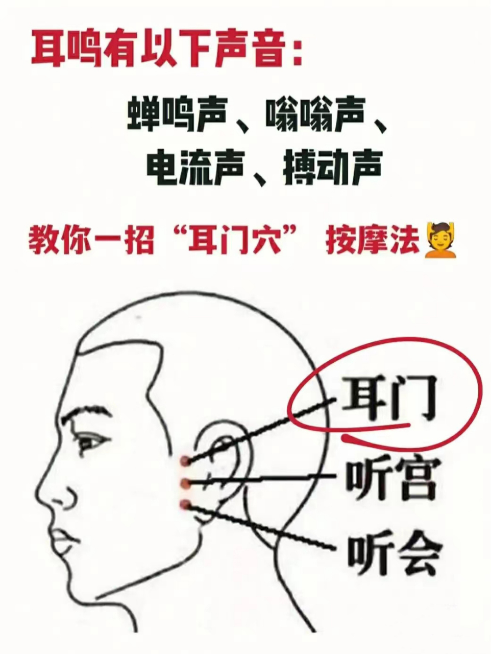 张开嘴,一按一推,止住耳鸣声  耳门穴是改善耳鸣一个重要的穴位,它在