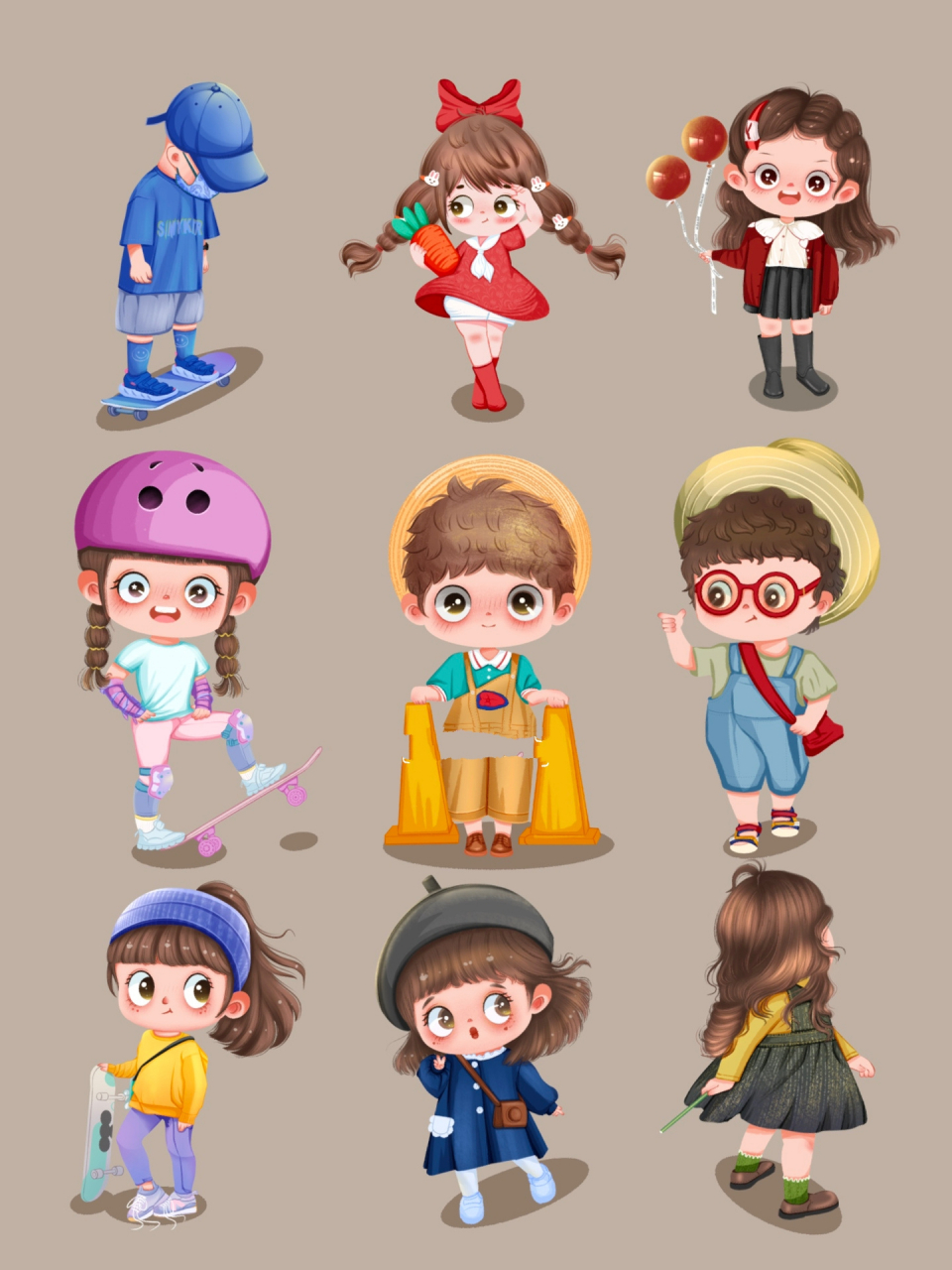 q版人物全身|九宫格|可爱卡通形象合集