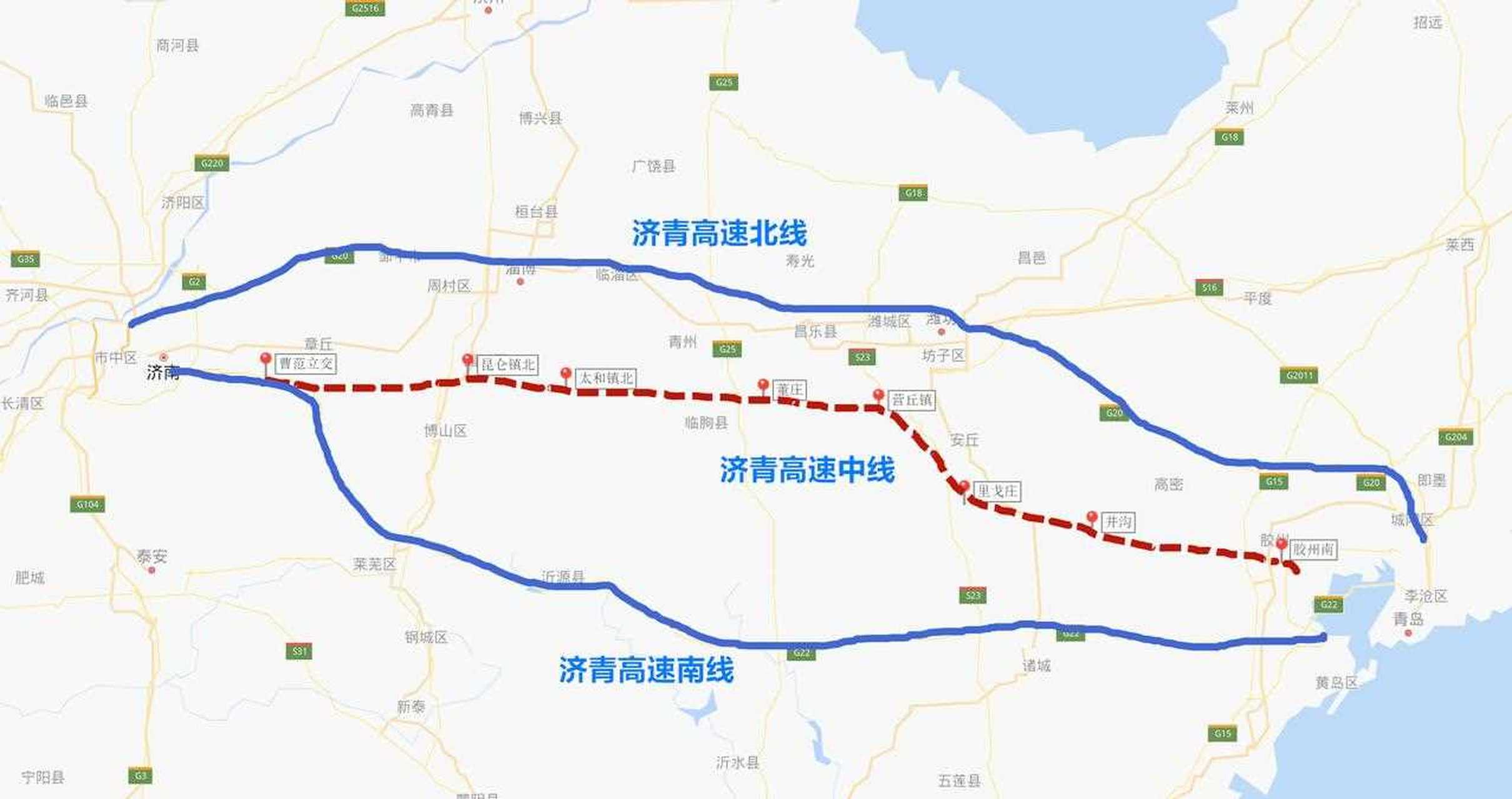 济青中线走向大致已确定济南东曹范立交--章丘南--淄川昆仑镇北--太和