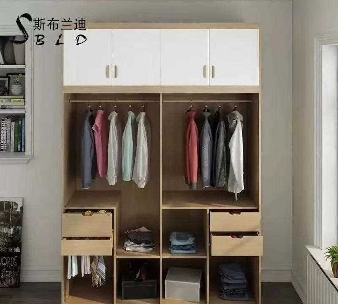 乐从大厂货e1级厚料免漆板趟门衣柜,图一为柜身,图二为门板,侧板18厘