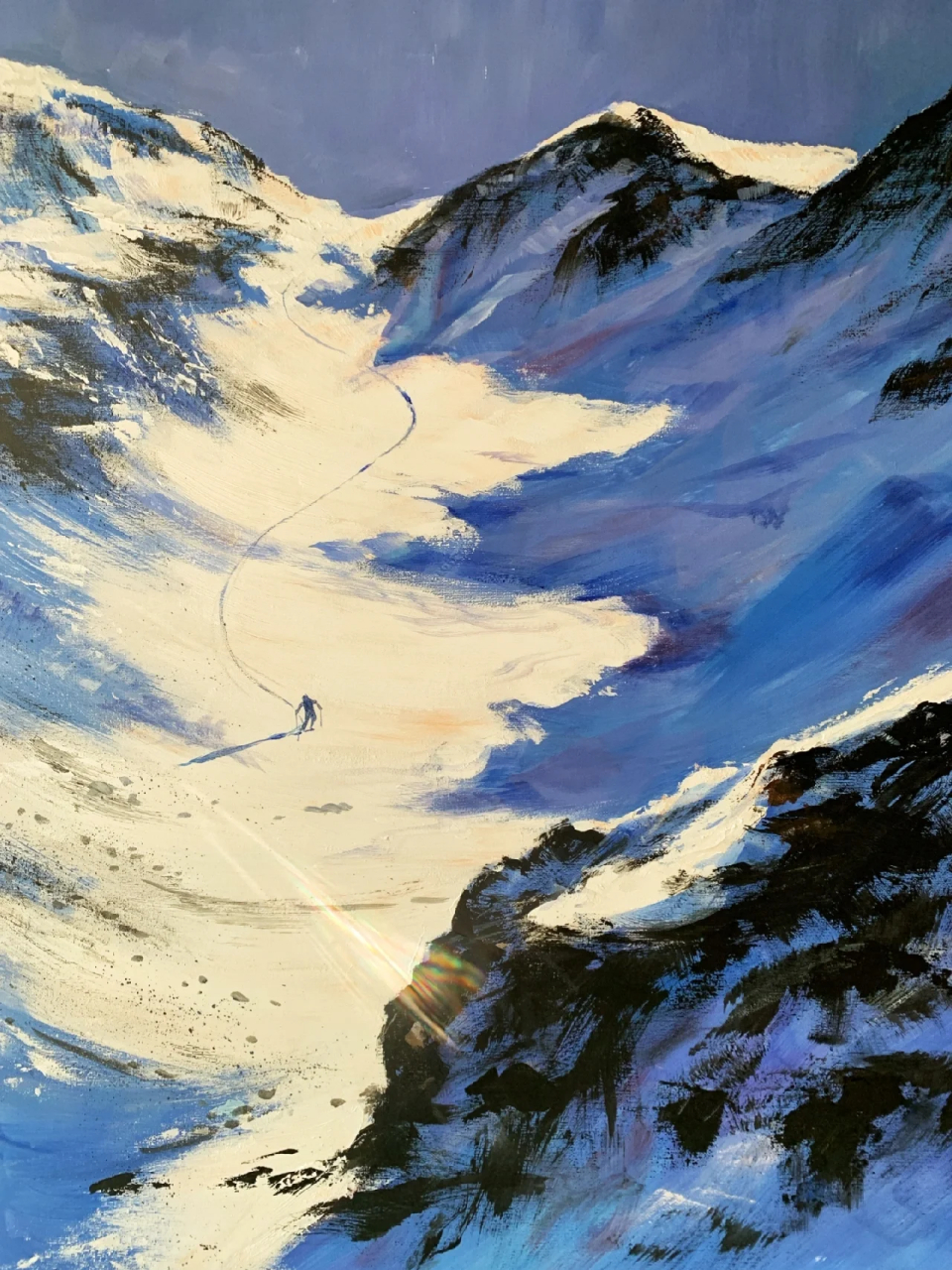 丙烯画 雪山