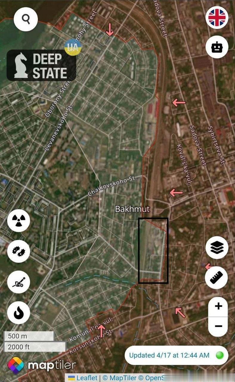 图1:乌克兰"deep state"的巴赫穆特市地图显示了乌军控制下的铁路线以