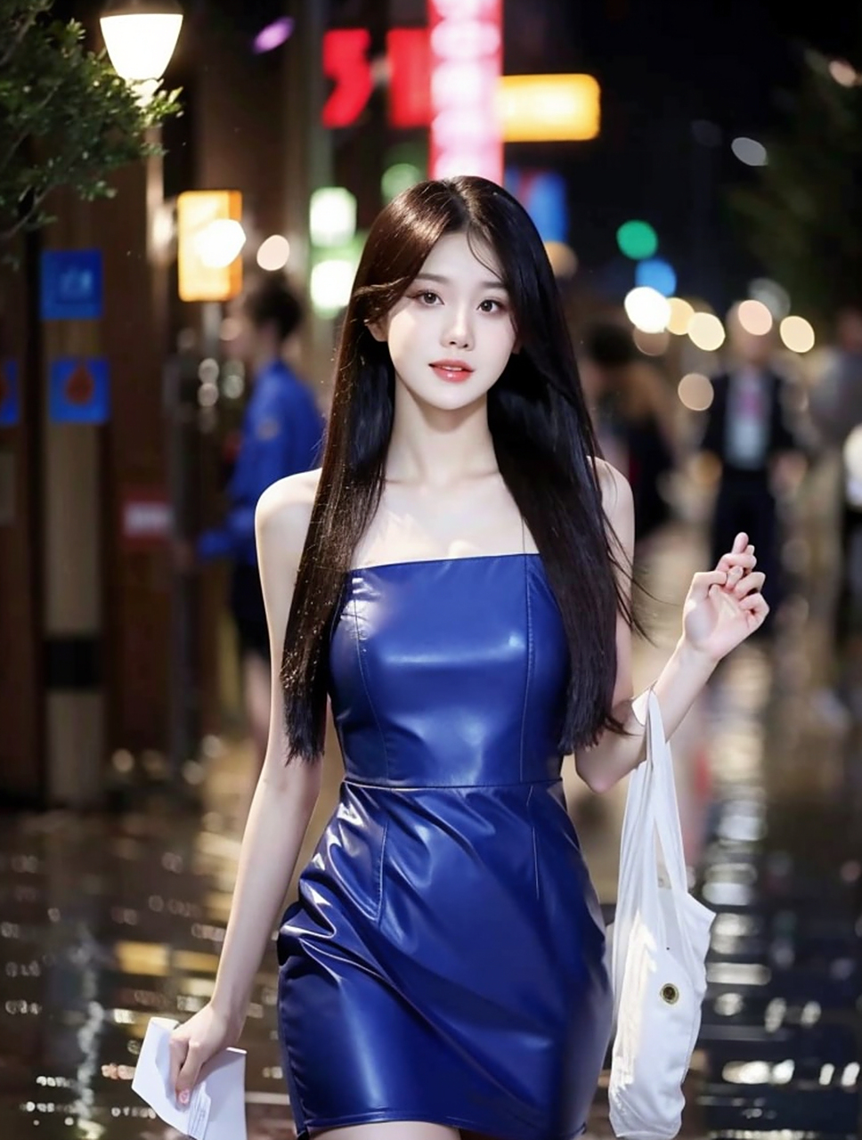 蓝色系美少女街拍#青春美少女# #养眼美女# #长发美女