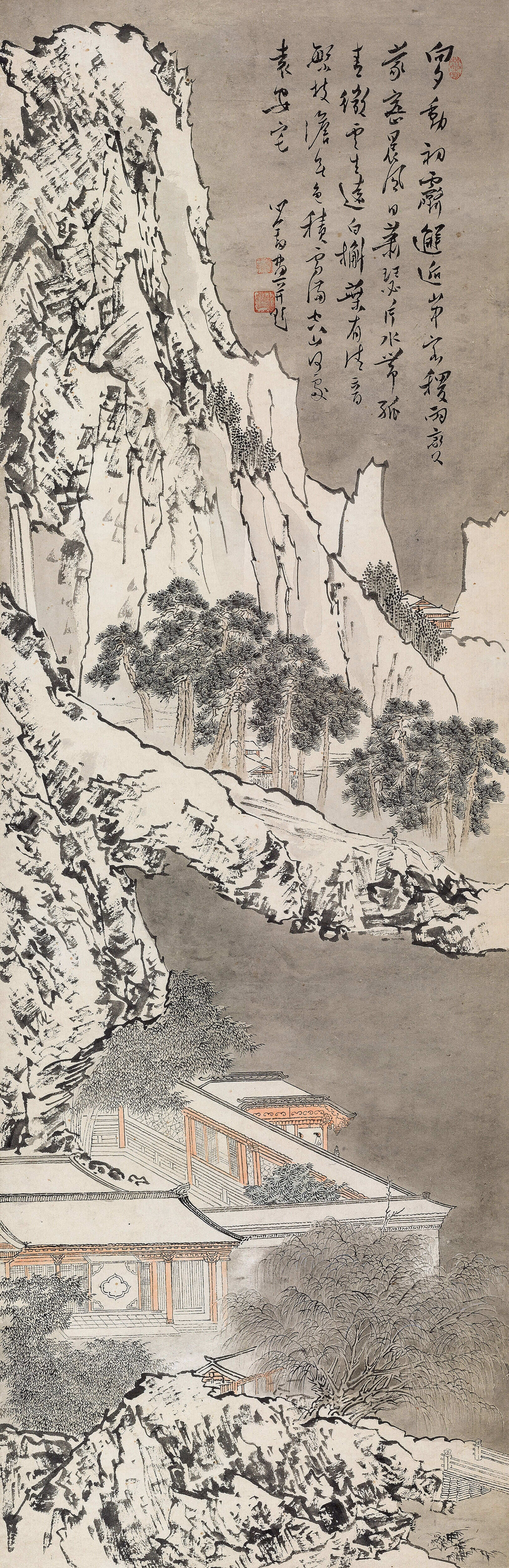画家溥儒笔下的雪景山水画