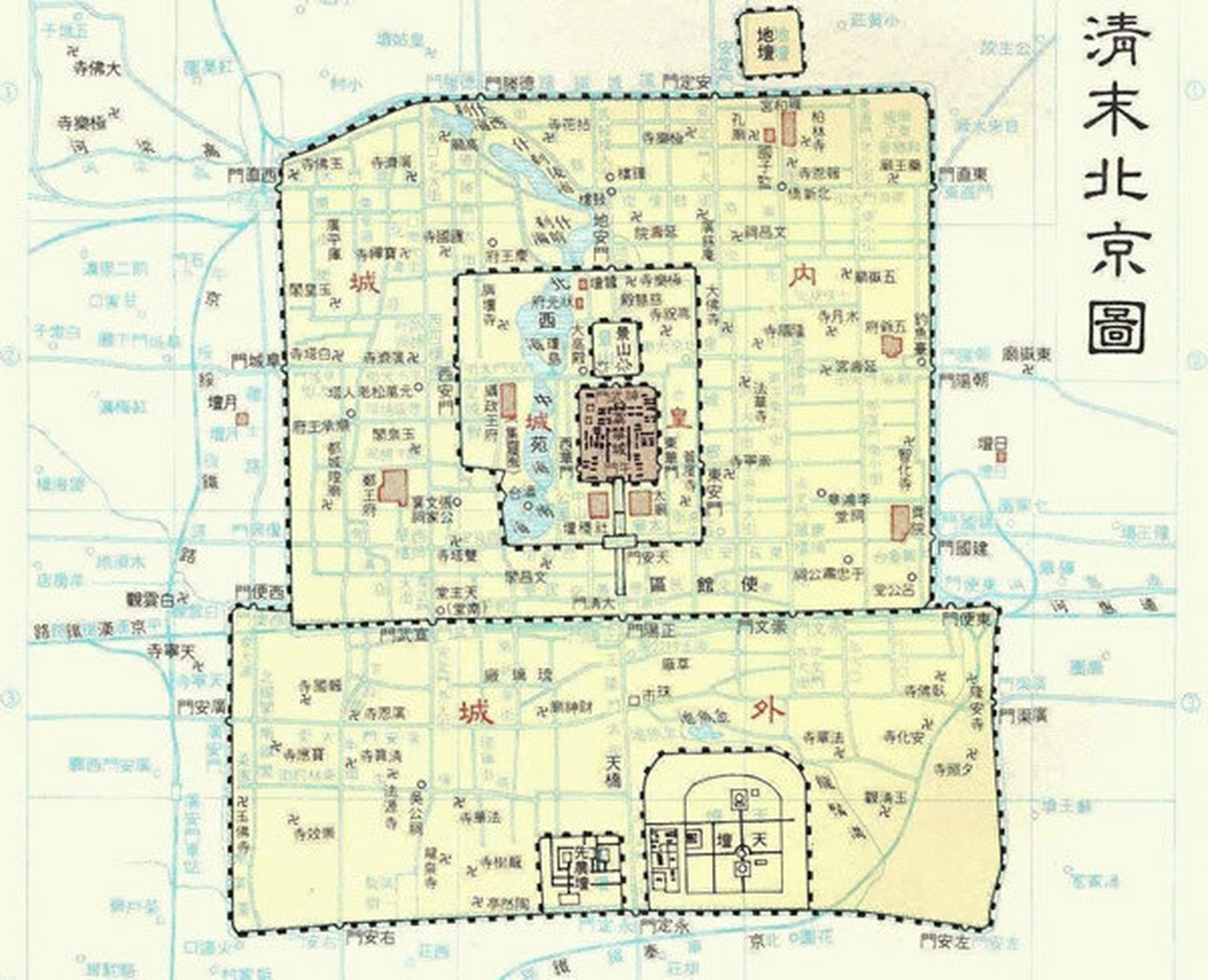 清朝北京城布局图图片