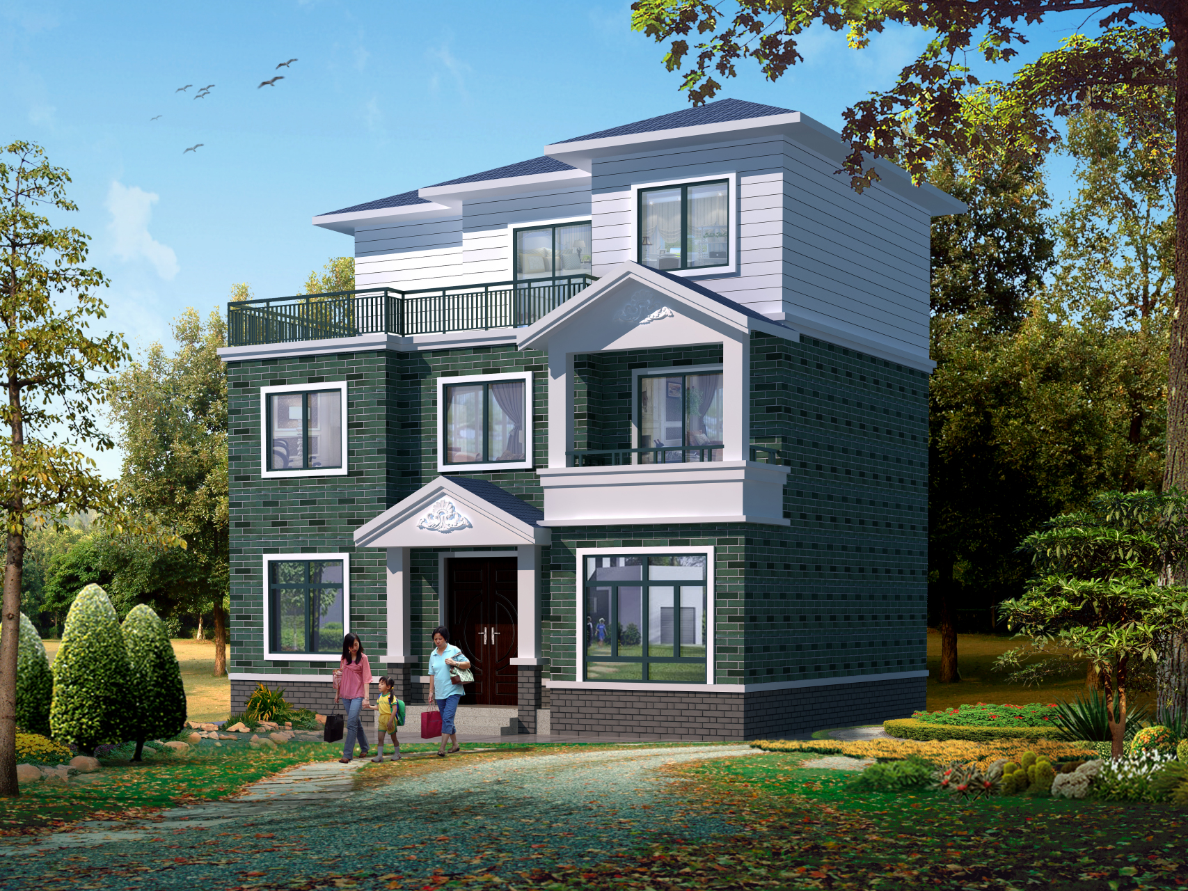 福建泉州农村自建房别墅设计案例【cjl0154】,开间11.24米,进深8.