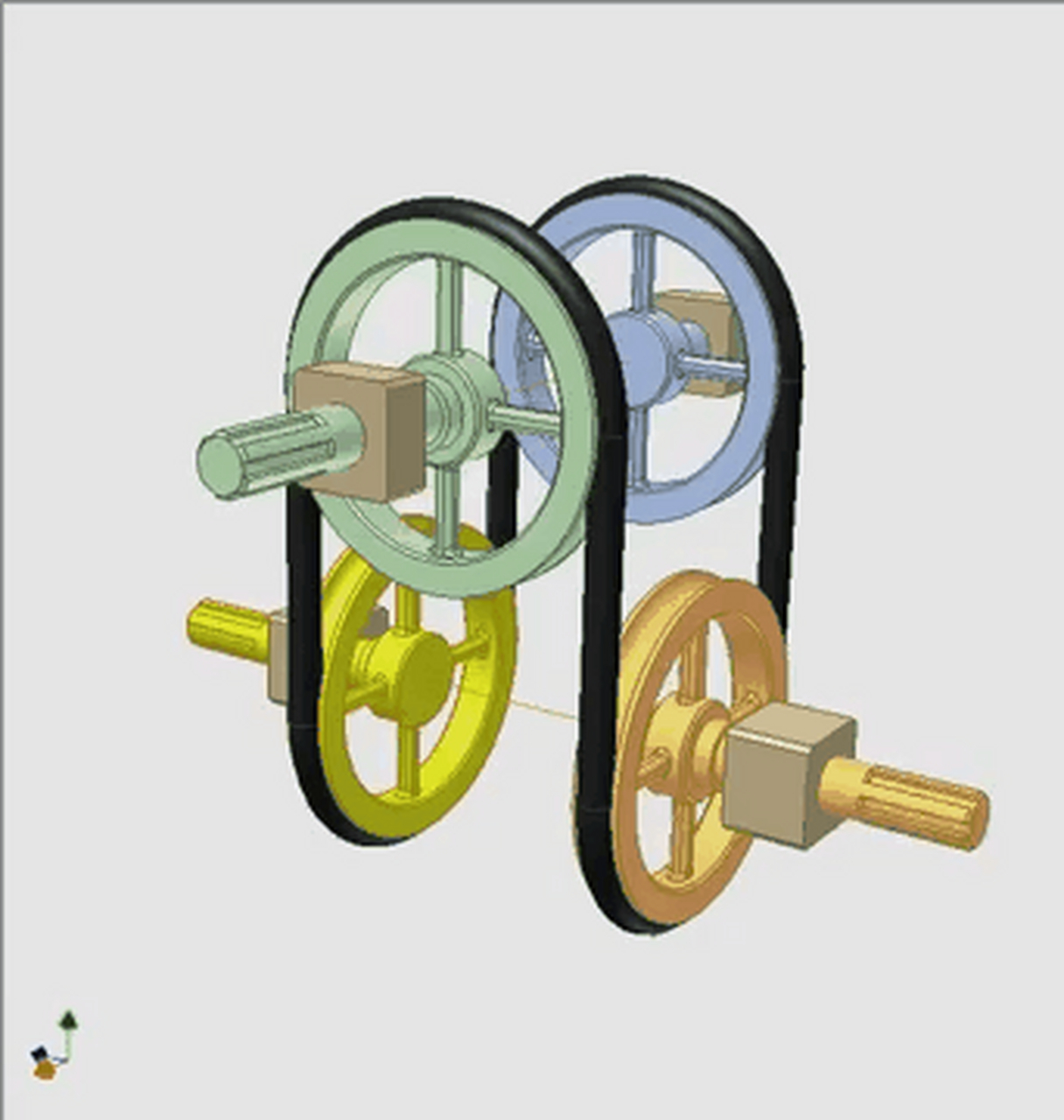 四轴垂直方向皮带传动机构